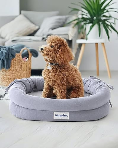 Miniatura 22 de Cama ortopédica para perros pequeños y medianos, sofá cama para mascotas con espuma estilo caja de huevos, refuerzo de 4 lados, colchón reversible,