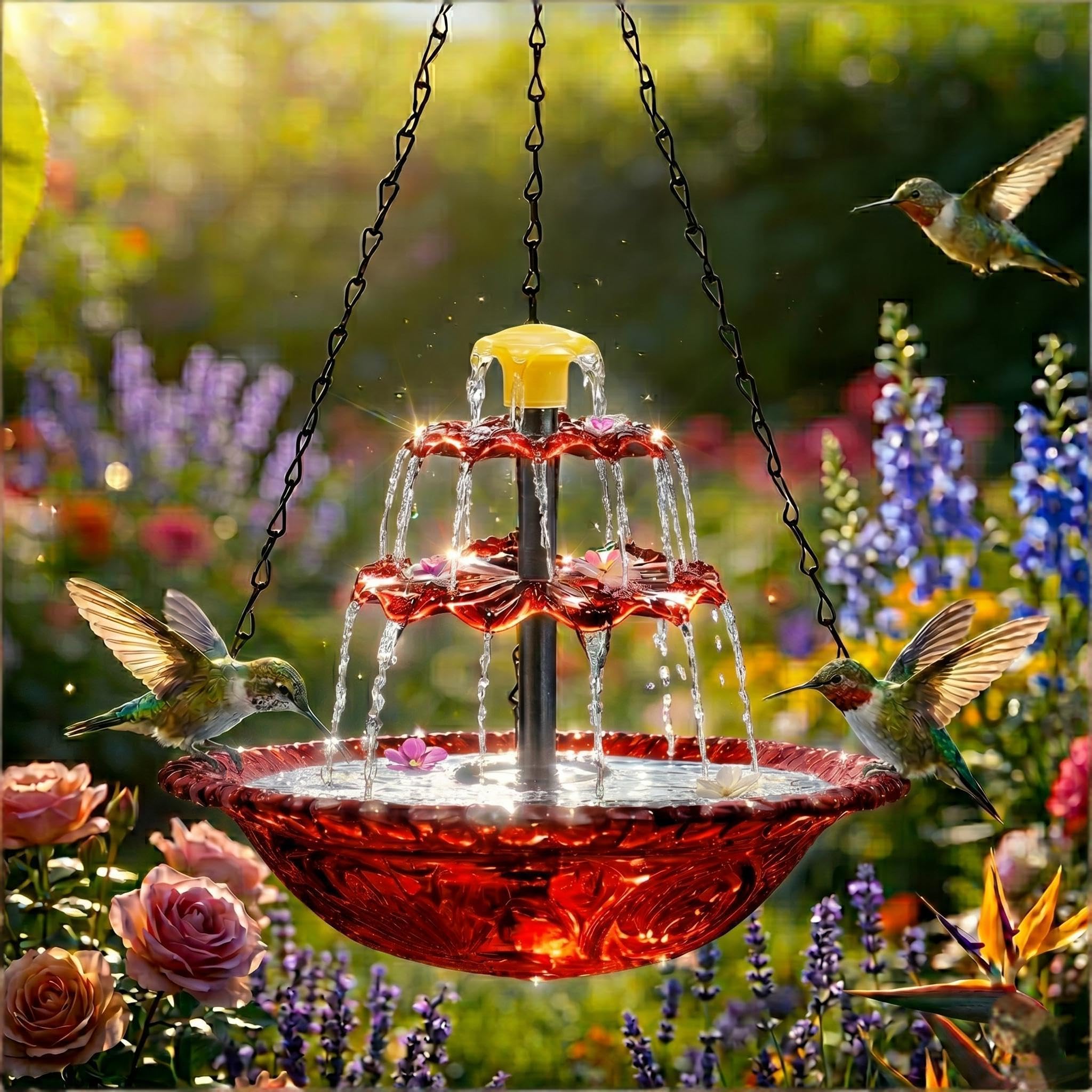 Solar Cascade Hanging Bird Bath Fountain,2026 New Solar Powered Bird Bath Fountain,Outdoor Bowl Bird Bath with Solar Pump for Hummingbirds, Gardens, Patio & Backyard (Purple)