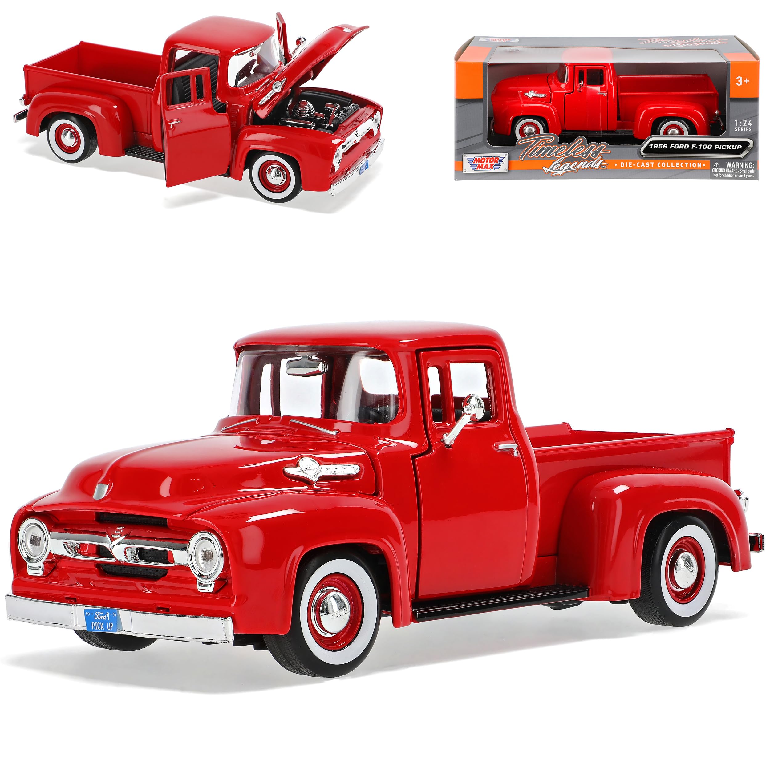 Motormax Ford F100 Pick-up 1956 Rot Pritsche Oldtimer 1/24