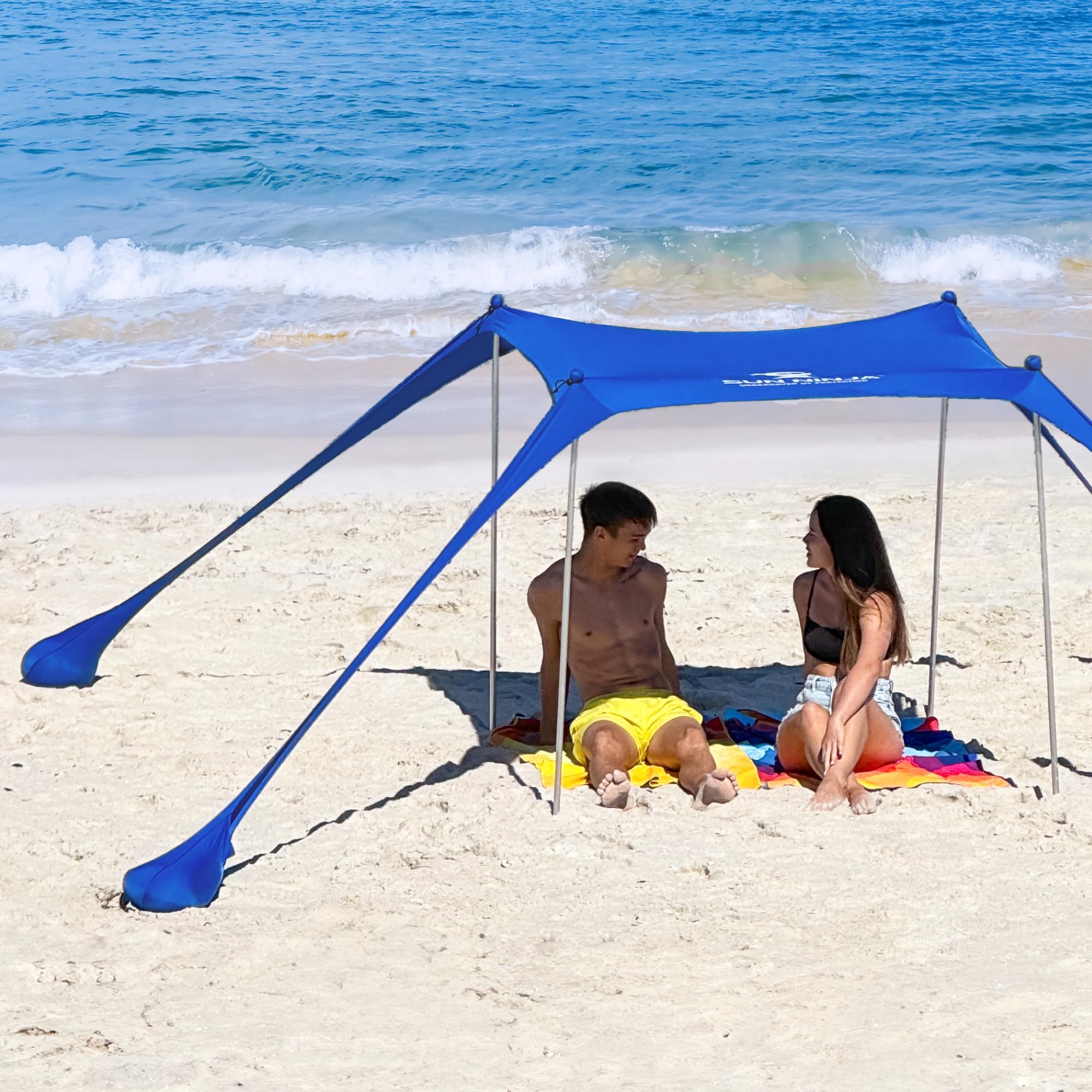 SUN NINJA Beach Tent Sun Shelter, Beach Shade Canopy with UPF50+ Protection