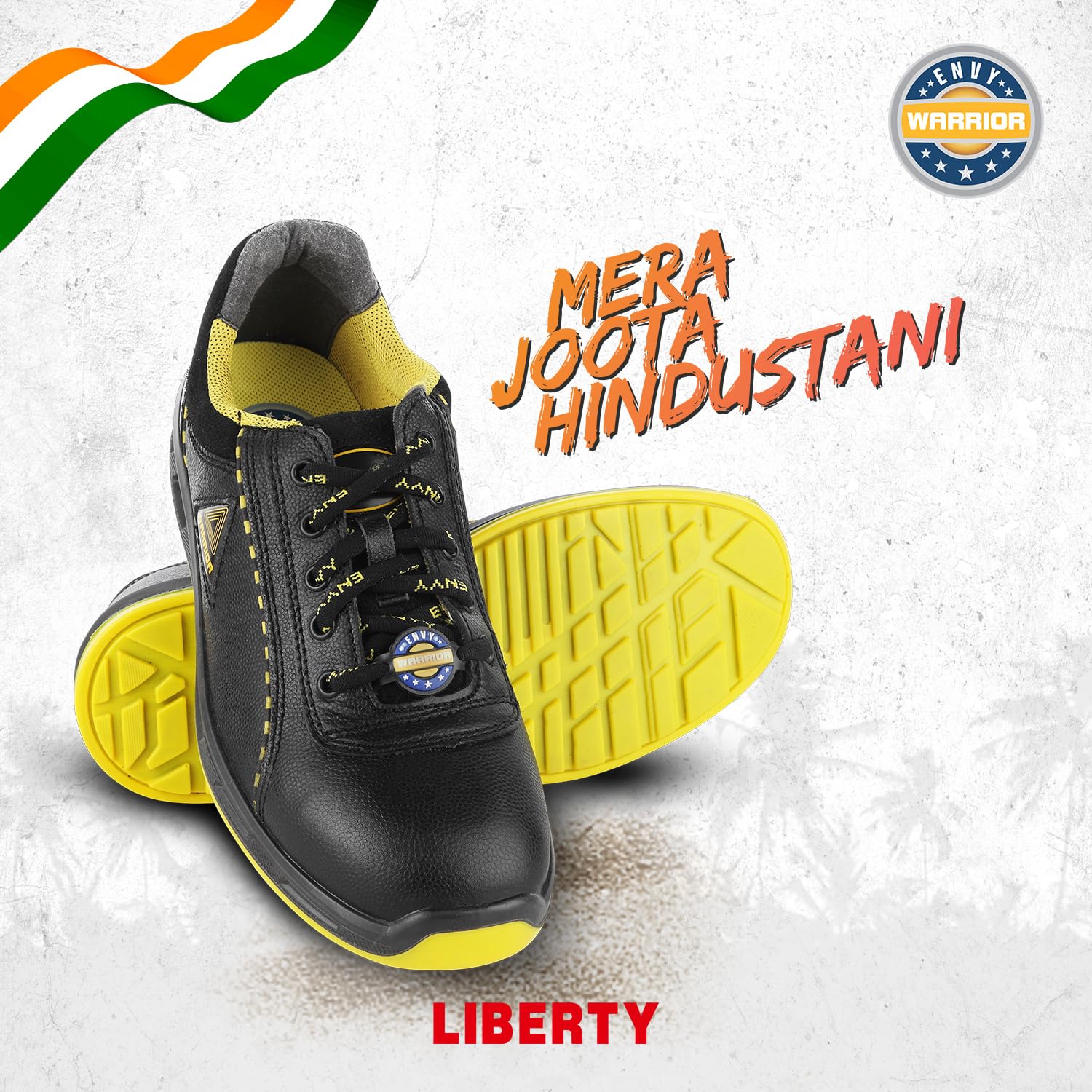 Liberty Warrior Envy Earth Popcorn Safety Shoes for Man Light weight | Steel Toe | Antislip & Water Resistant | Antistatic & Abrasion Resistance | Yellow | Size 7 UK 1