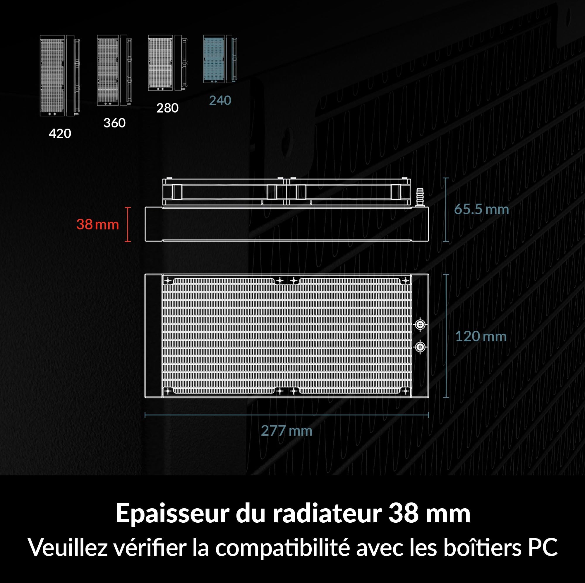 ARCTIC Liquid Freezer III 240 A-RGB - PC à refroidissement par eau, refroidisseur d’eau tout-en-un pour processeur AIO, Compatible Intel LGA1851/1700 et AMD AM5/4, Pompe à commande PWM efficace - Noir