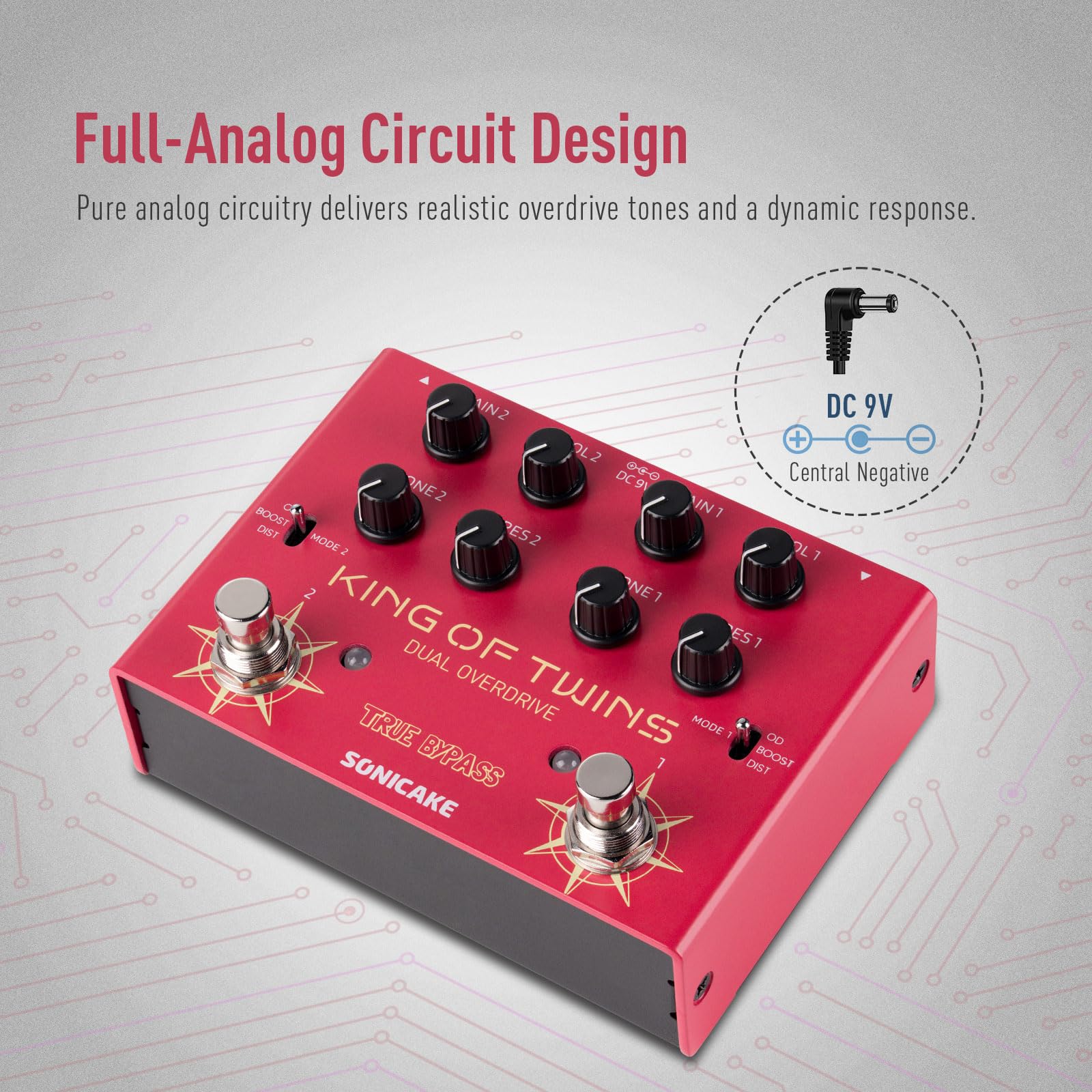 Amazon.com: SONICAKE Overdrive Pedal, Dual Channel 3 Modes