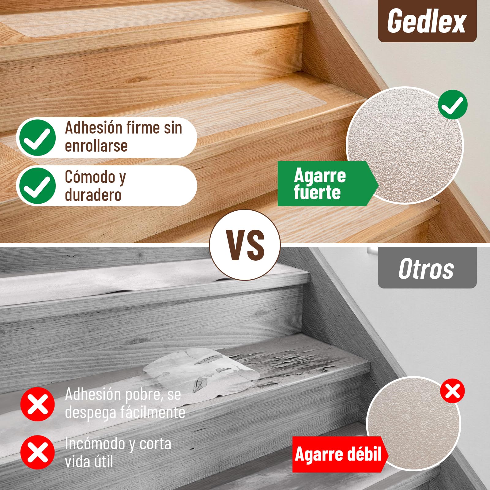 15 Piezas Antideslizante Escalera Transparente 80 x 15 cm, Autoadhesivos Alfombrilla Antideslizante Escalera, Suave y Cómoda, Apta para Suelos Lisos como Suelos de Madera, Baldosas, Cristal