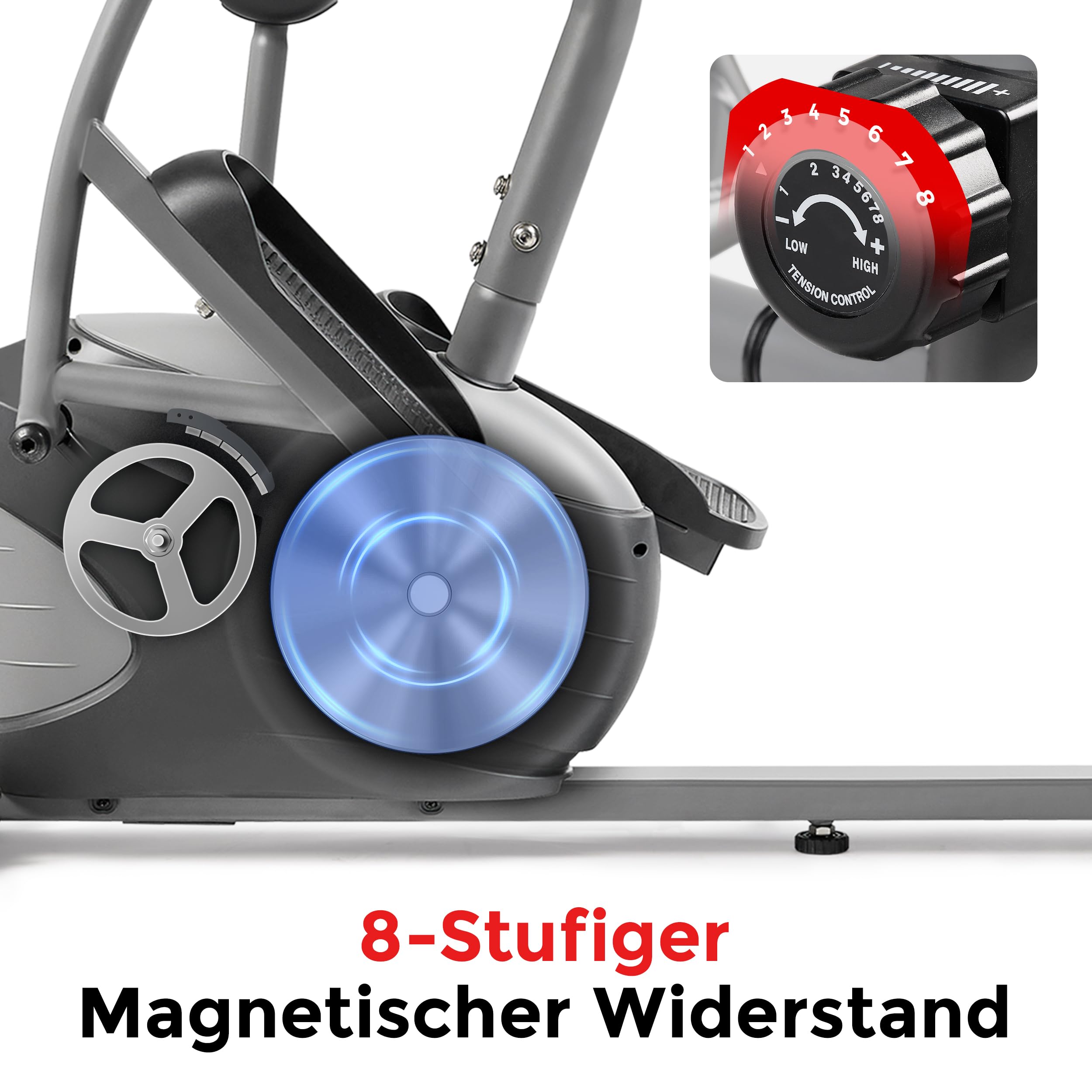 Sunny Health & Fitness SF-RBE420035 Interaktives Liegerad Crosstrainer Ellipsentrainer mit Bluetooth-Konnektivität
