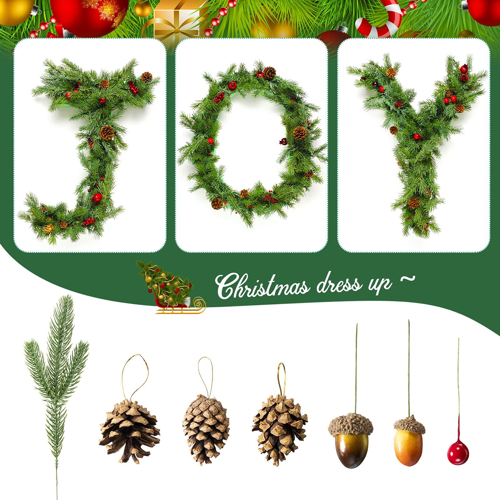 クリスマス ミニ人工松ぼっくり レッドベリー 人工松ピック 飾り 造花 Amazon｜Fonzci 20個 クリスマス レッドベリーピック 人工ヒイラギの枝