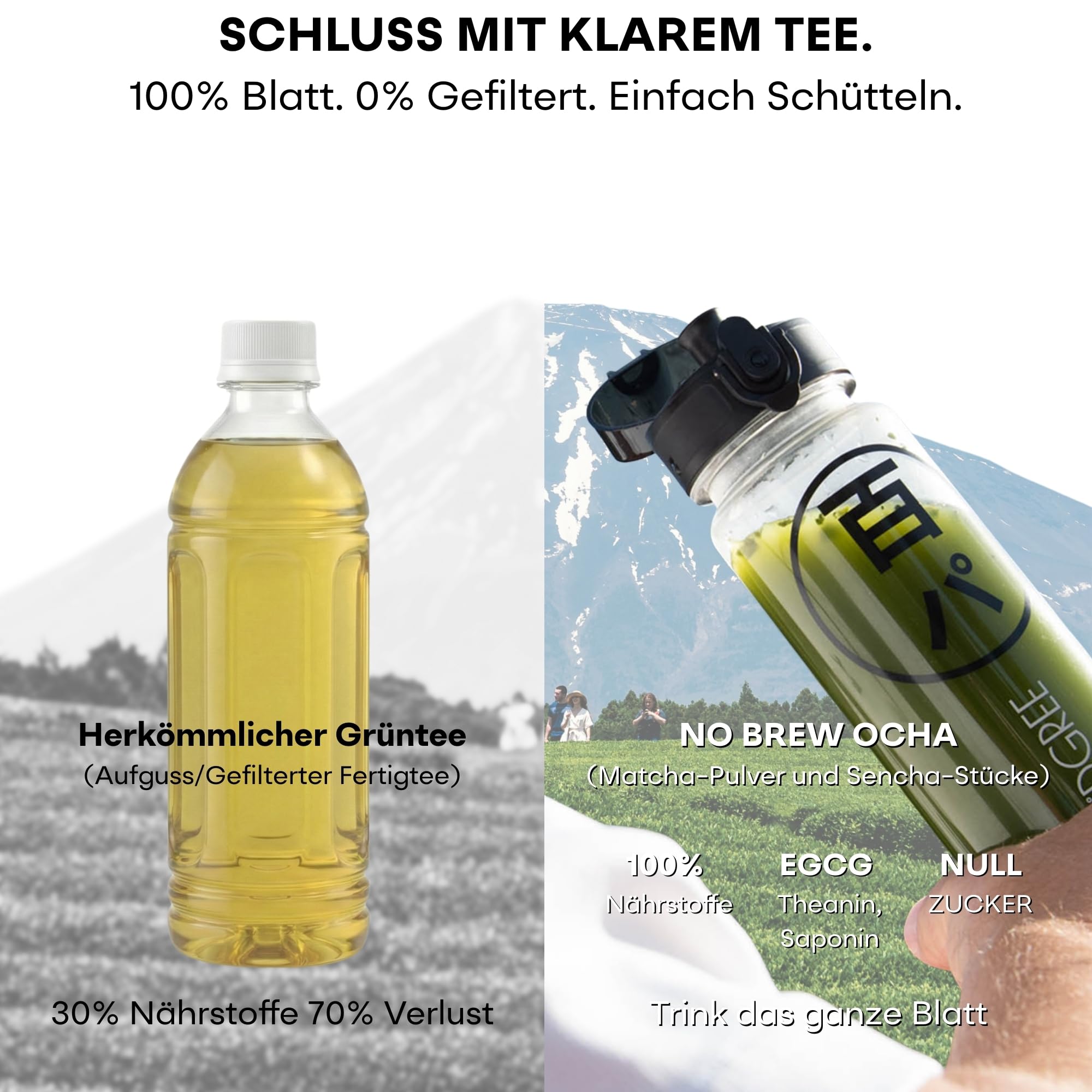 Hyaku-Pa Grüner Tee, Bio Matcha Pulver & Sencha- Premium Japanischer Tee- No Brew Ocha- Heiß & Kalt- Fokus & Sport, 100% Natürlich
