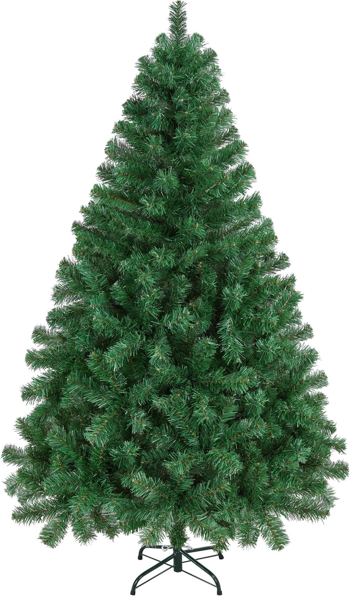 Yaheetech 6ft/183cm Artificial Christmas Tree Bushy, Spruce PVC Xmas Tree with 598 Tips and Foldable Metal Stand for Home/Office Holiday Decoration Indoor & Outdoor, Green