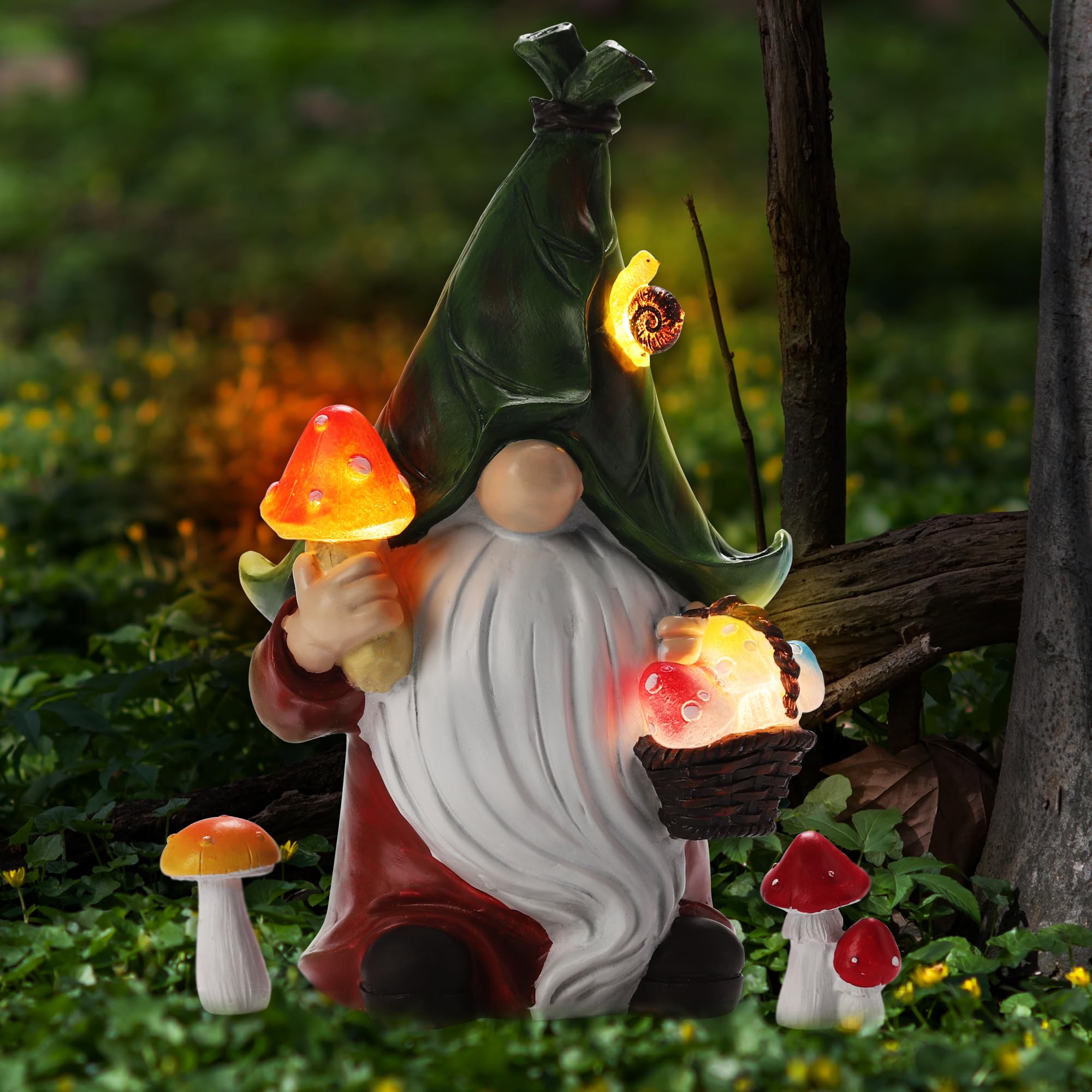 Amazon.com: ZhiYo-GD Mushroom-Picking Gnome Solar Garden Statue