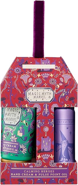 Heathcote & Ivory Calming Heroes Hanging Christmas Tree Bauble Gift | 30ml Hand Cream & 10ml Pulse Point Oil | Essential Oils | Stocking Filler | Vegan Friendly