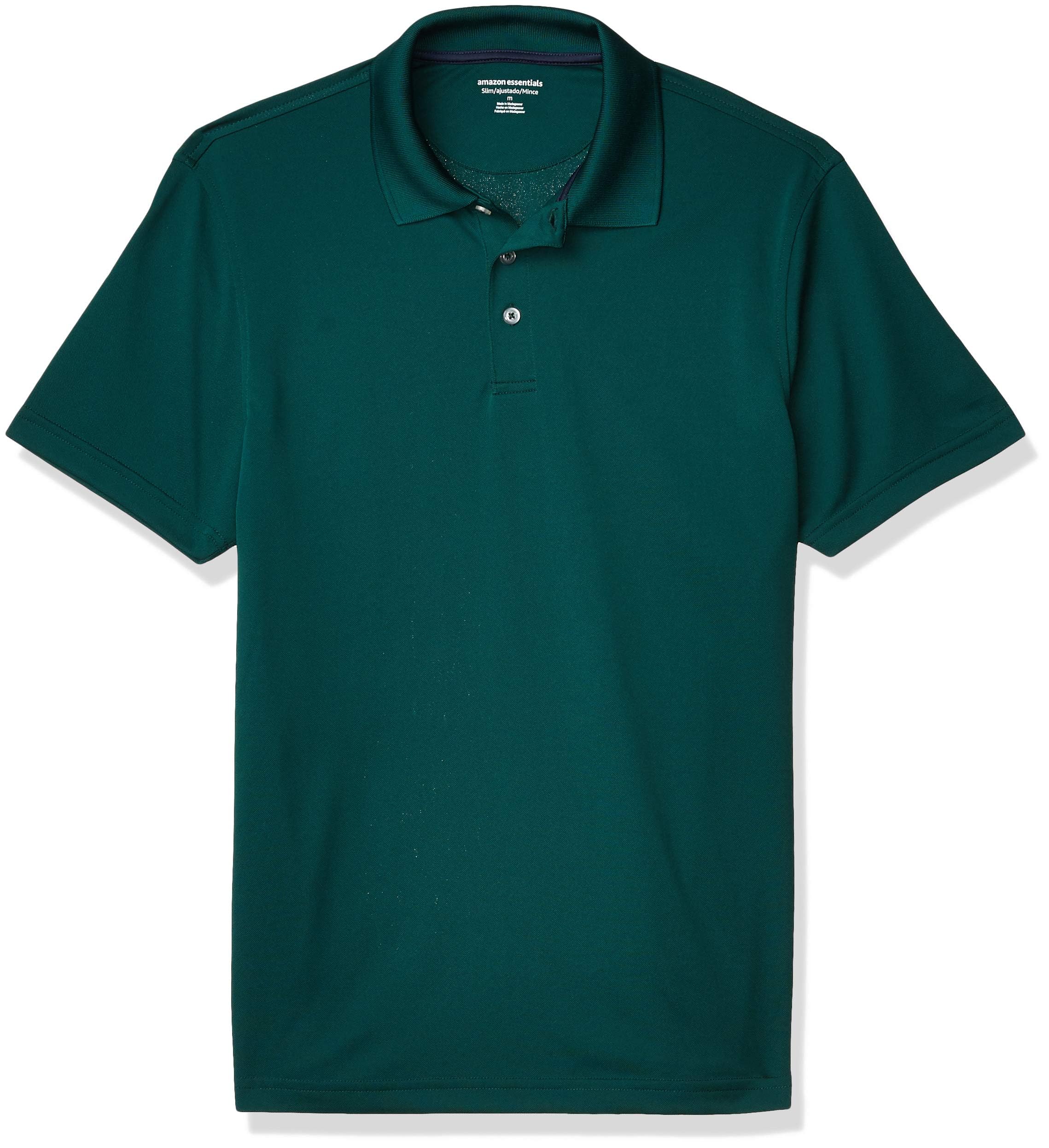 Amazon Essentials Herren Golf-Poloshirt, schmale Passform, schnelltrocknend, Dunkelgrün, Größe M