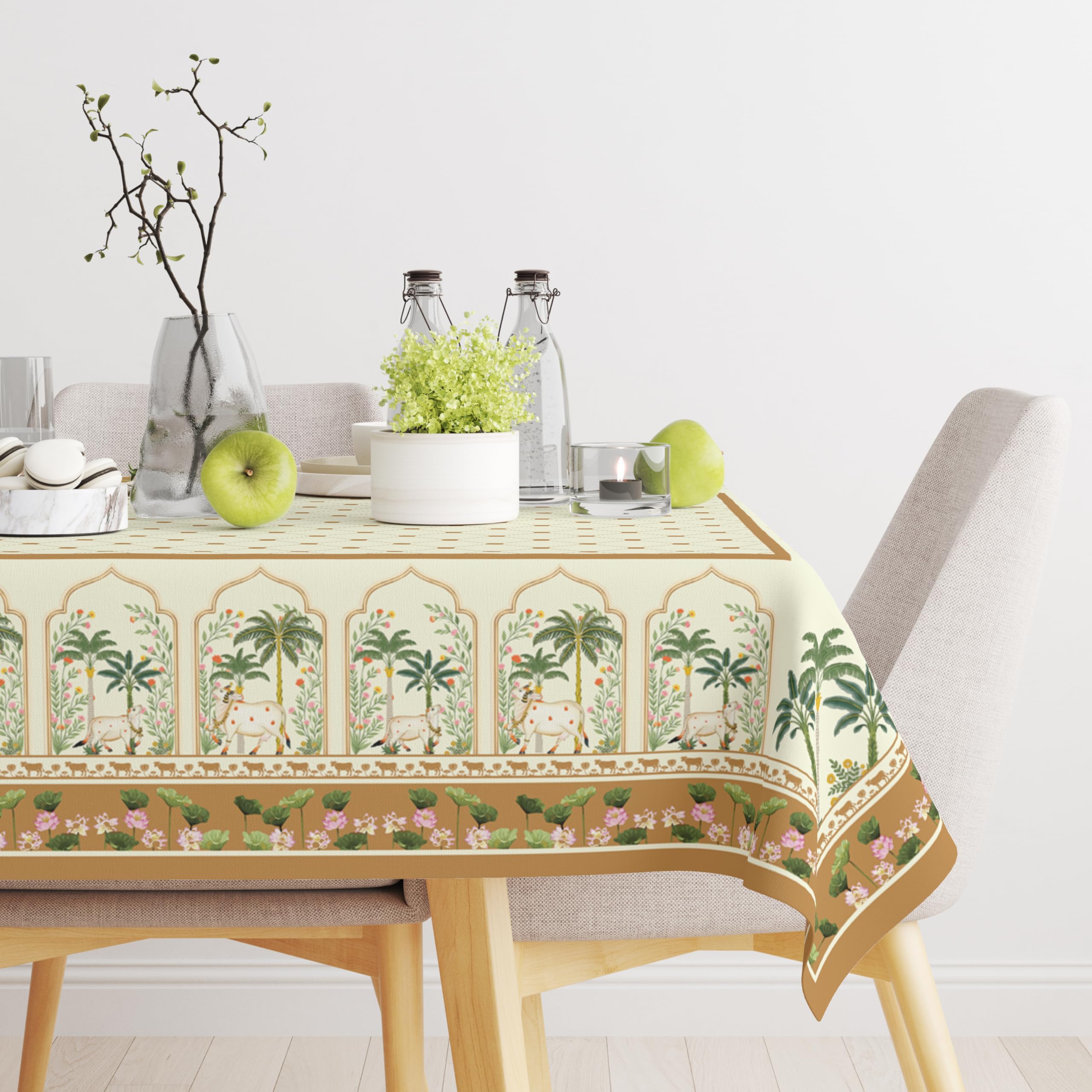 STITCHNEST 'Tavola Luxe Series' Dining Table Cover 54x78 Inches | 4 Seater - 6 Seater Rectangular Dining Table Cover | Premium Fabric, Washable & Colour Fast