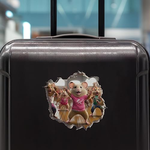 Miniatura 7 de Cardio Dance Workout Mice in Mouse Hole Calcomanía - Pegatina de pared 3D con agujero de ratón