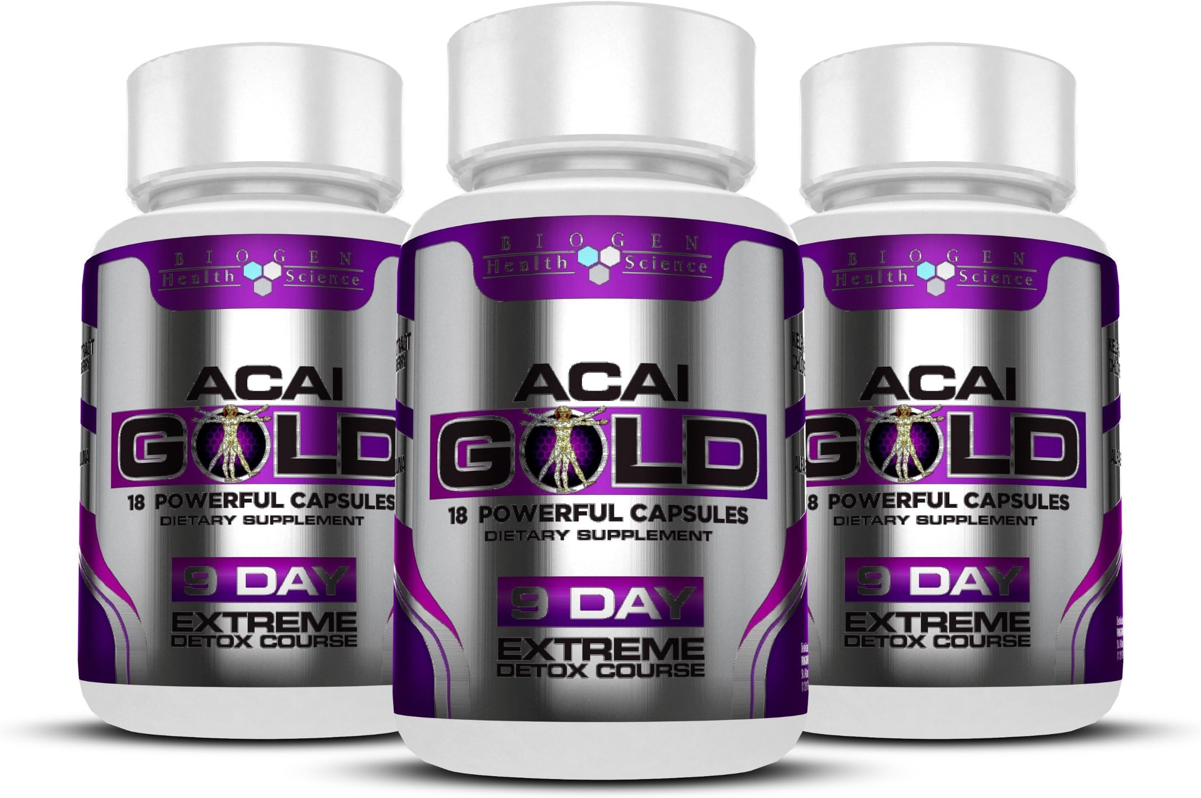 Acai Berry Gold : Deep/Whole Body Detox - Exceptional Source of Antioxidants / 100% Natural Ingredients (Maximum Strength 1 Month Course)