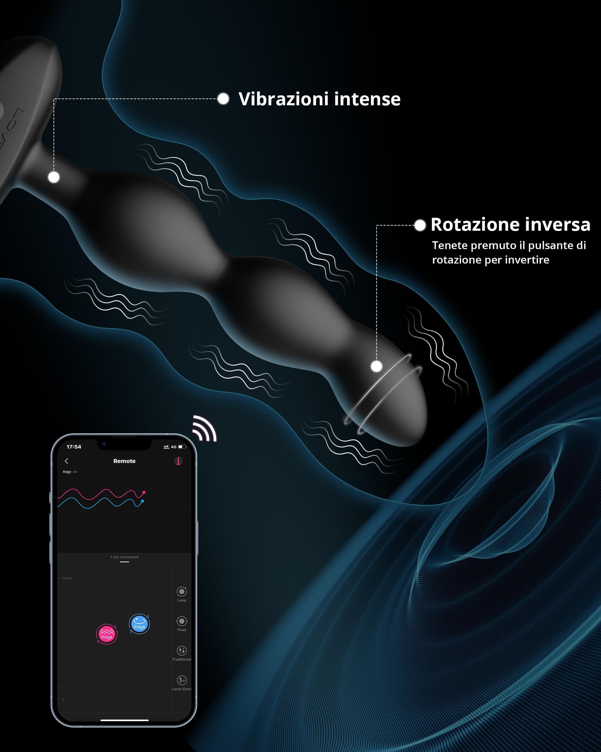 LOVENSE Ridge Plug Anale Vibratore, Massaggiatore Prostatico, Dildo Vibratore Anale Telecomandato, APP Vibratori Anali e per Perineo, Giocattoli Sessuali Anali per Uomo e Coppie