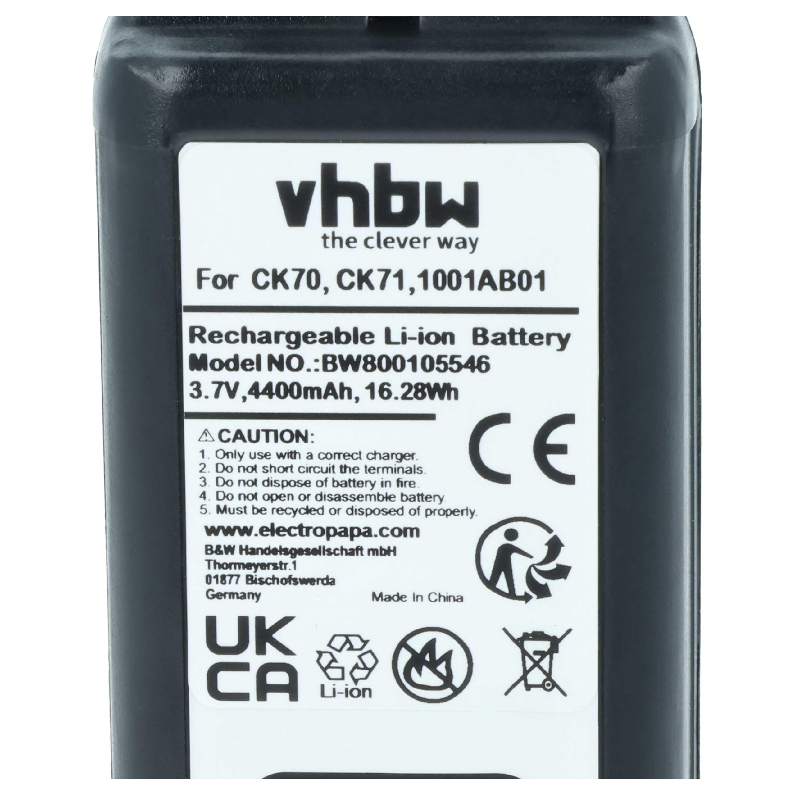 vhbw Akumulator 5X zastępuje Intermec AB18 do PDA (4400mAh, 3,7 V, Li-Ion)