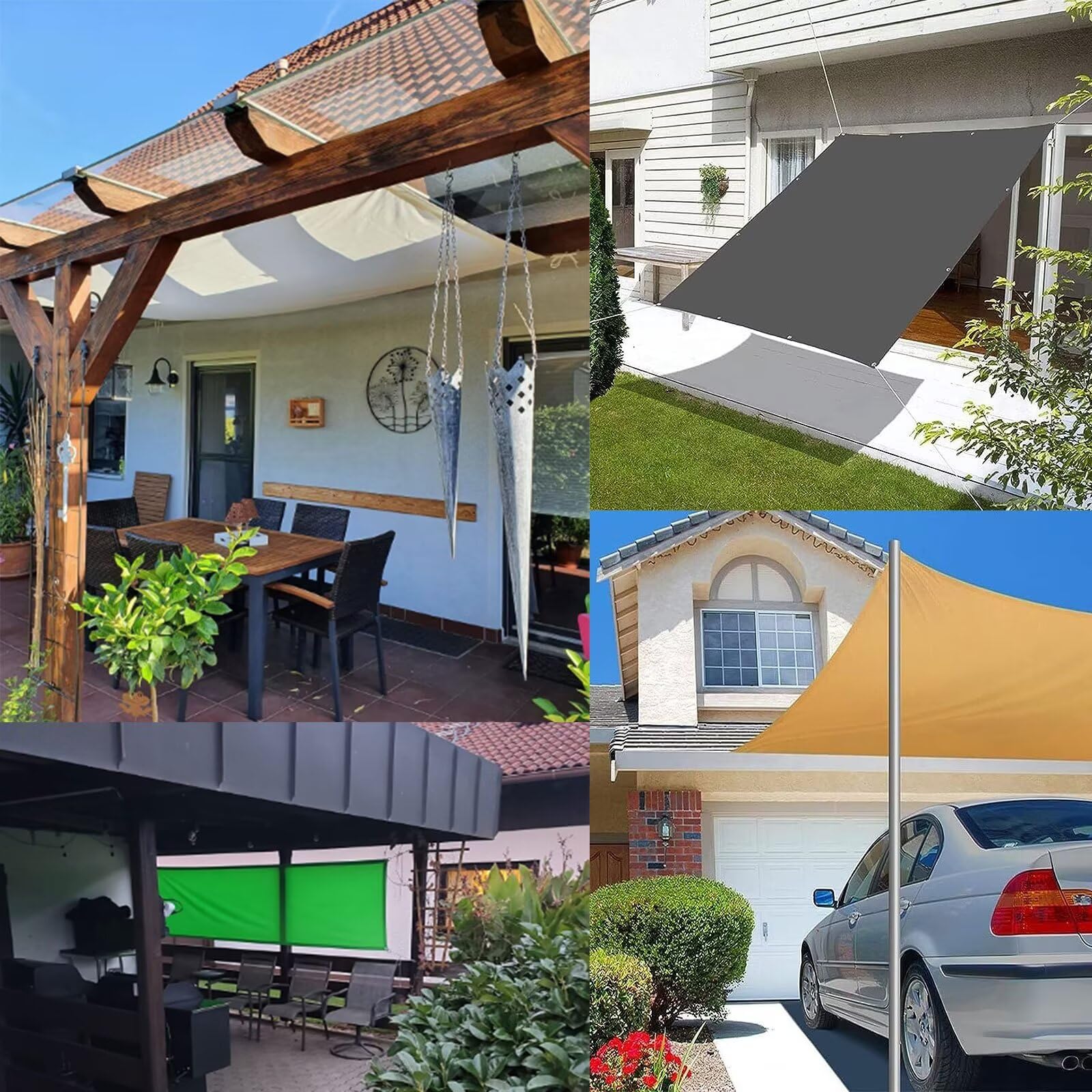 Amazon.de: Ufamiluk sonnensegel 6x4m nach ma mit sen wasserdichtes Plane  Stoff terrasse sichtschutzplane drauen fr berdachung Balkon terrasse  Schwimmbad Wei