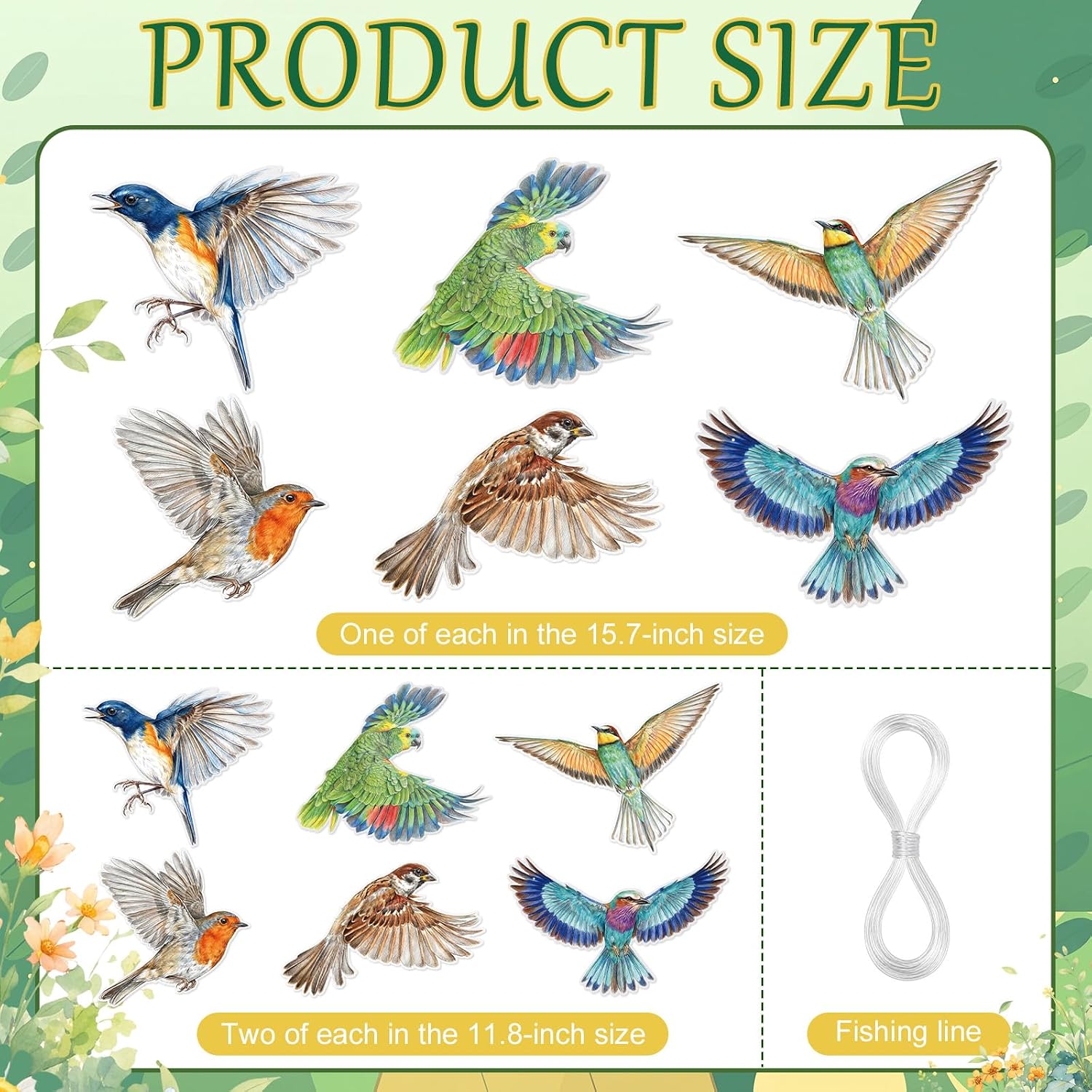 18 Pcs Large Bird Party Decorations 3D Jungle Safari Hanging image 2