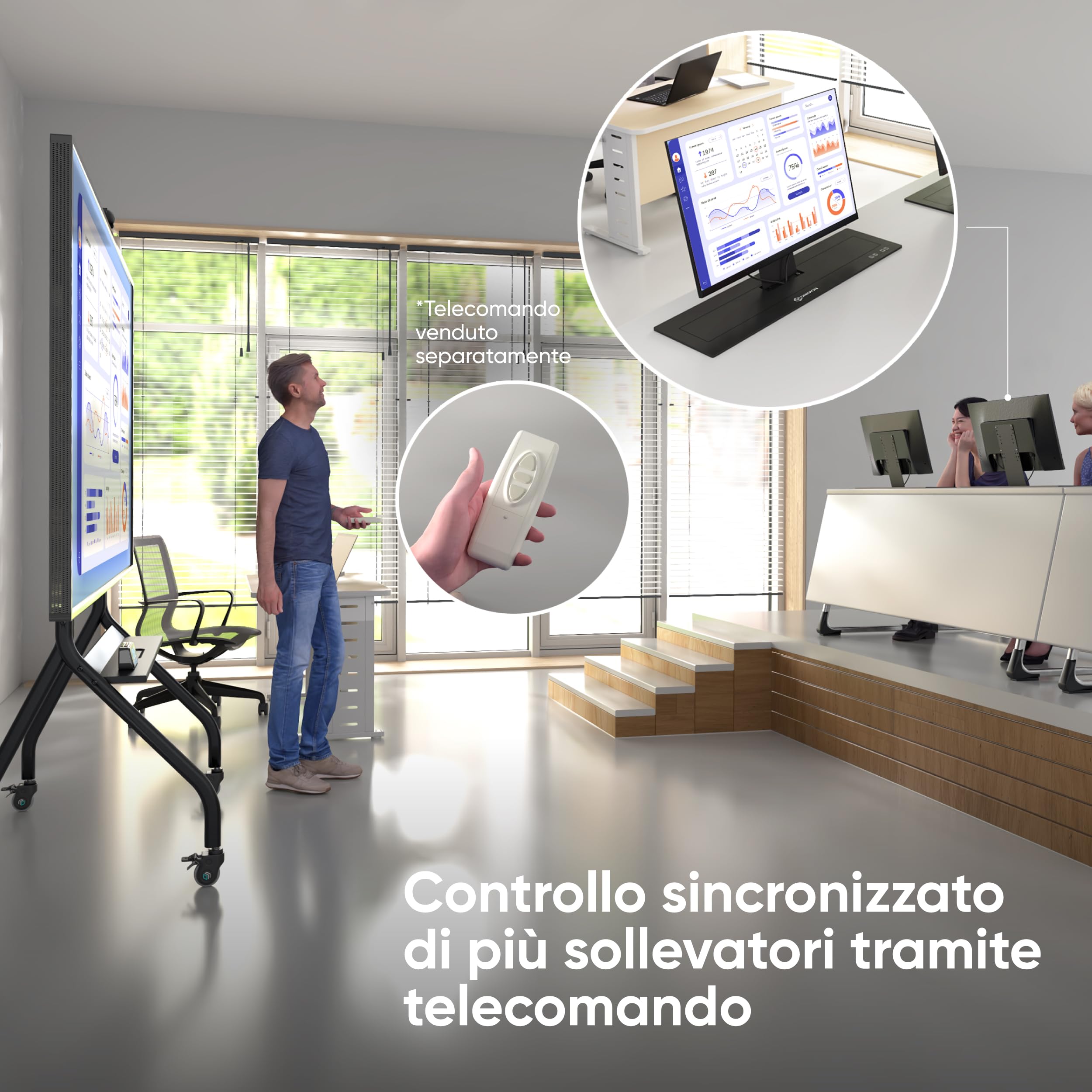 ONKRON Rialzo Motorizzato per Monitor fino a 27 Pollici, Carico fino a 15 kg, Solleva Monitor Elettrico da Incasso per Scrivania, Supporto per Schermo Regolabile, NWS-SC27, Nero