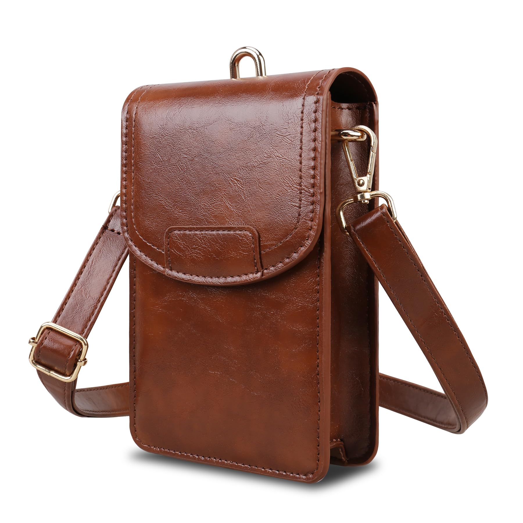 Lacdo Camera Case Bag for KODAK PIXPRO FZ55/FZ45/FZ53/FZ43 Digital Camera, Leather Crossbody Camera Sling Bag Purse, Lightweight KODAK PIXPRO FZ55 FZ45 Camera Bag Case with Shoulder/Hand Strap, Brown