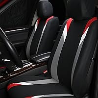 Vista 2 de FH Group - Juego de fundas de asientos frontales de tela para asientos de respaldo bajo con reposacabezas removibles, ajuste universal, compatible