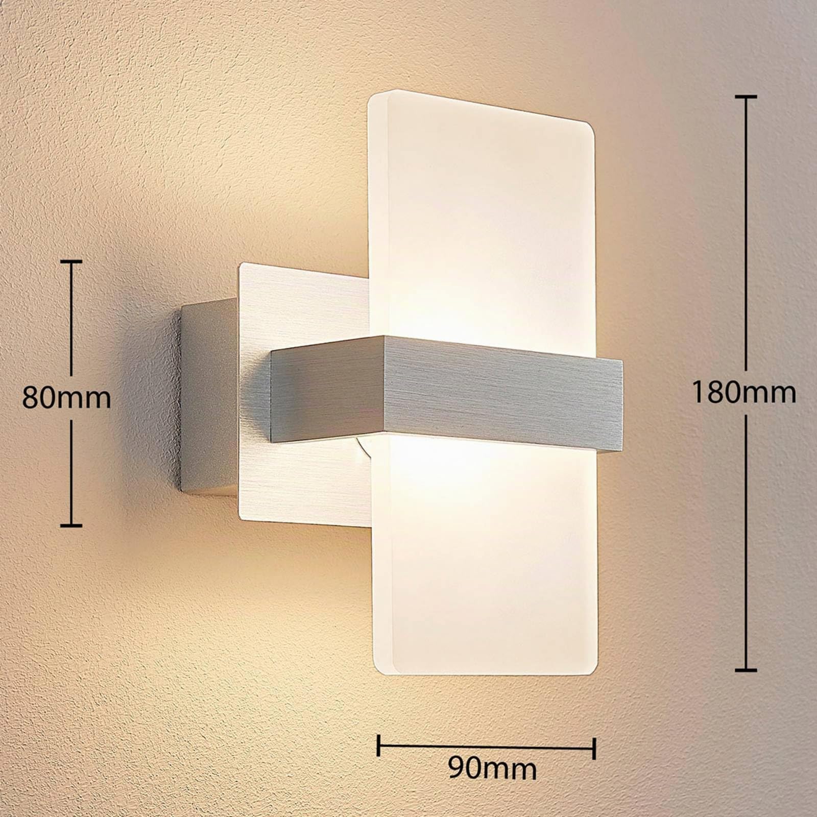 Lindby Bombillas LED aplique de pared interior en blanco satinado, aluminio