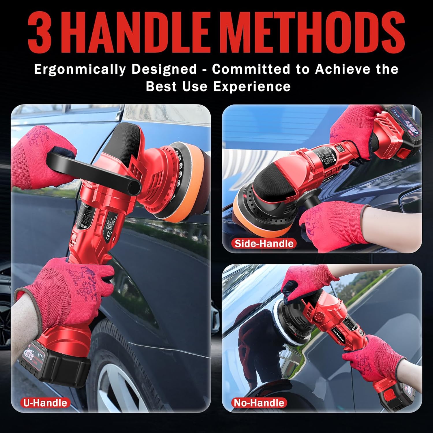 Cordless Buffer Polisher, 5 Inch Random Orbital Car Polisher, 6 Variable Speed 1000-5200 RPM, 21V 3.0Ah Batteries, 28Pcs Attachments, Polisher for Car Detailing, Boat Sanding, Scratch Removing