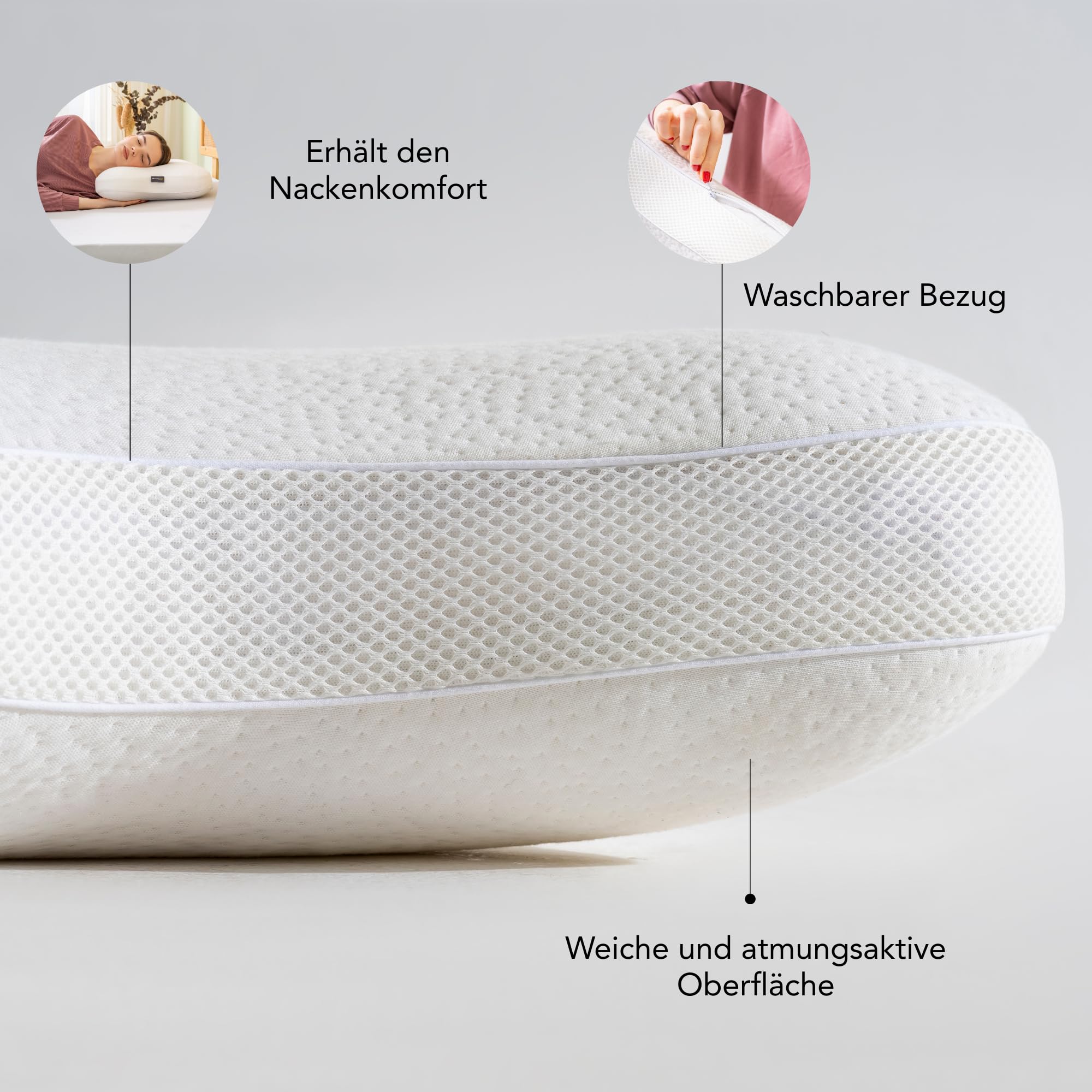 Poduszka dla osób śpiących na boku z pianki z pamięcią kształtu, wiskoelastyczna poduszka pod głowę, ergonomiczna poduszka podpierająca kark, miękka poszewka na poduszkę, biała (54 x 43 x