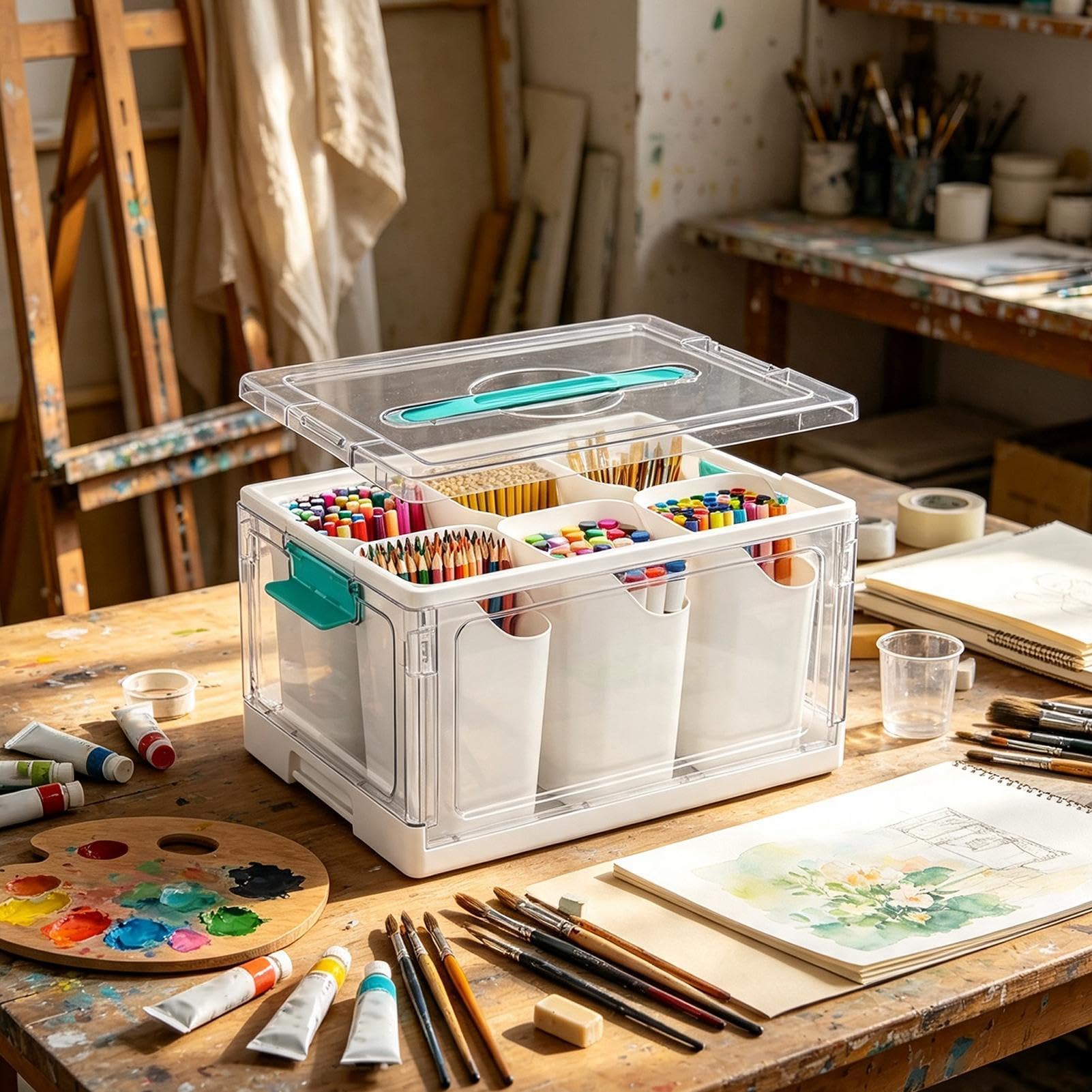 Portaoggetti Per Hobby Creativi Scatola Trasparente Da 22,7 L Con Vassoi | Organizer Per Arti E Mestieri Per Camera Da , Casa, Scuola, Ufficio, Armadio, Cucina E Bagno