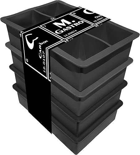 Bandejas de silicona para cubitos de hielo de M. Gastro Kitchens, ahorra con nuestra economía, paquete de 4 cubos de hielo extragrandes, diseño de