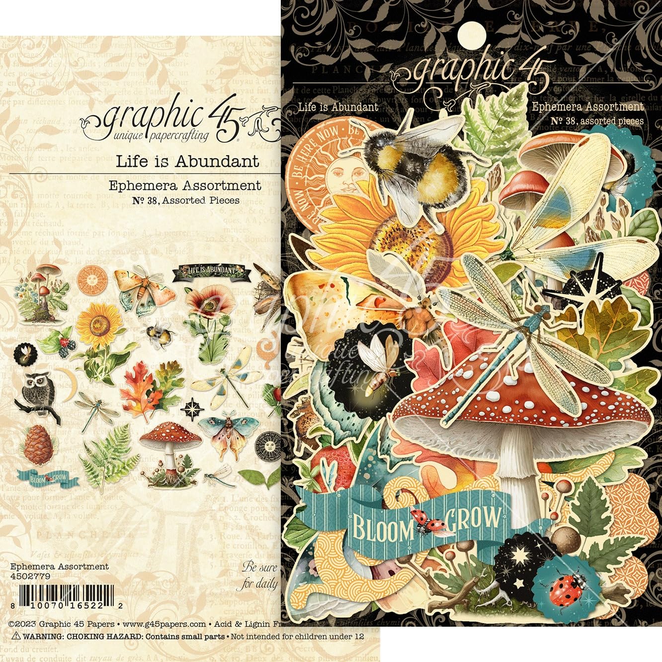 Graphic 45 Ephemera Die-Cut adornos botánicos para decorar álbumes de recortes e ideas otoñales