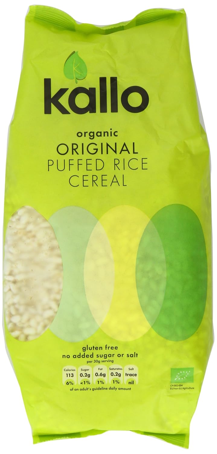 Kallo Organic Natural Puffed Rice Wholegrain Cereal 225 G (pack Of 4)