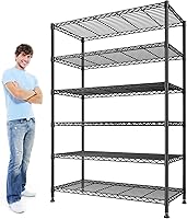 REIBII 75" 6-Tier Heavy Duty Metal Storage Shelves, Adjustable 1200LBS Garage Pantry Wire Shelving Unit 35.4"W x 15.7"D