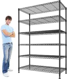 REIBII 75" 6-Tier Heavy Duty Metal Storage Shelves, Adjustable 1200LBS Garage Pantry Wire Shelving Unit 35.4"W x 15.7"D