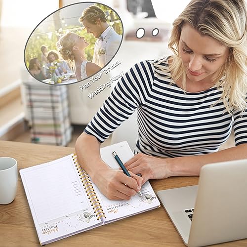 Miniatura 5 de Agenda de boda completa 2023-2024 de 180 páginas para la novia, libro de planificación de boda de tapa dura, regalos de compromiso para parejas,