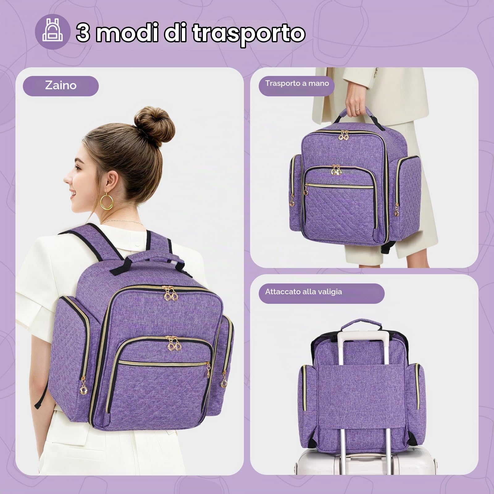 Hautton Organizzatore Smalti Che Contiene 126 Bottiglie, Borsa Di Stoccaggio Extra Large Con 3 Cassetti Per Forniture Lampada Smalto, Custodia Da Viaggio Professionale E Resistente Per Manicure-Viola