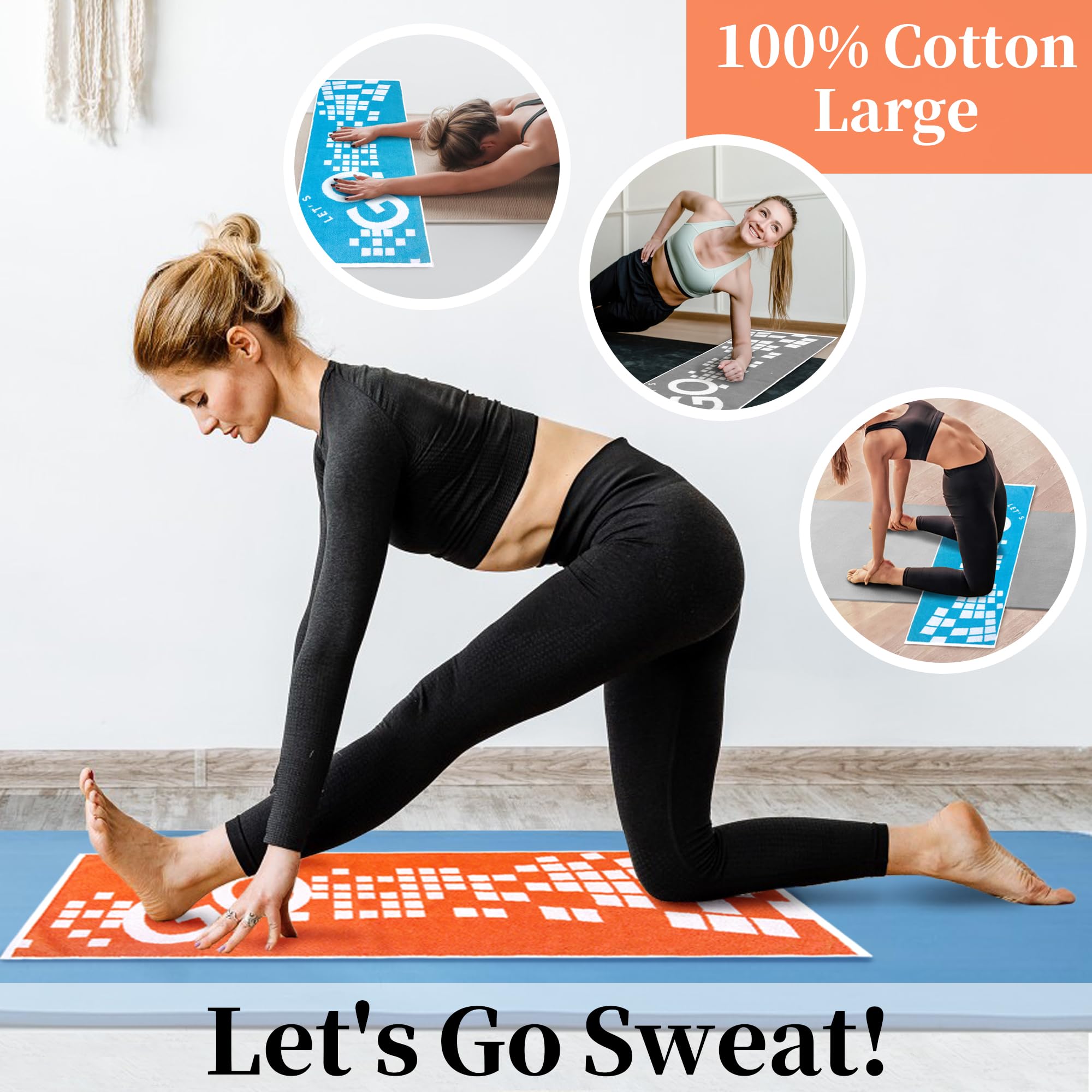Toallas de entrenamiento para gimnasio (3 piezas, 14 x 44 pulgadas), 100% algodón, transpirable, suave y absorbente, toalla de sudor para hombres y mujeres, toalla de mano deportiva para yoga, ducha,