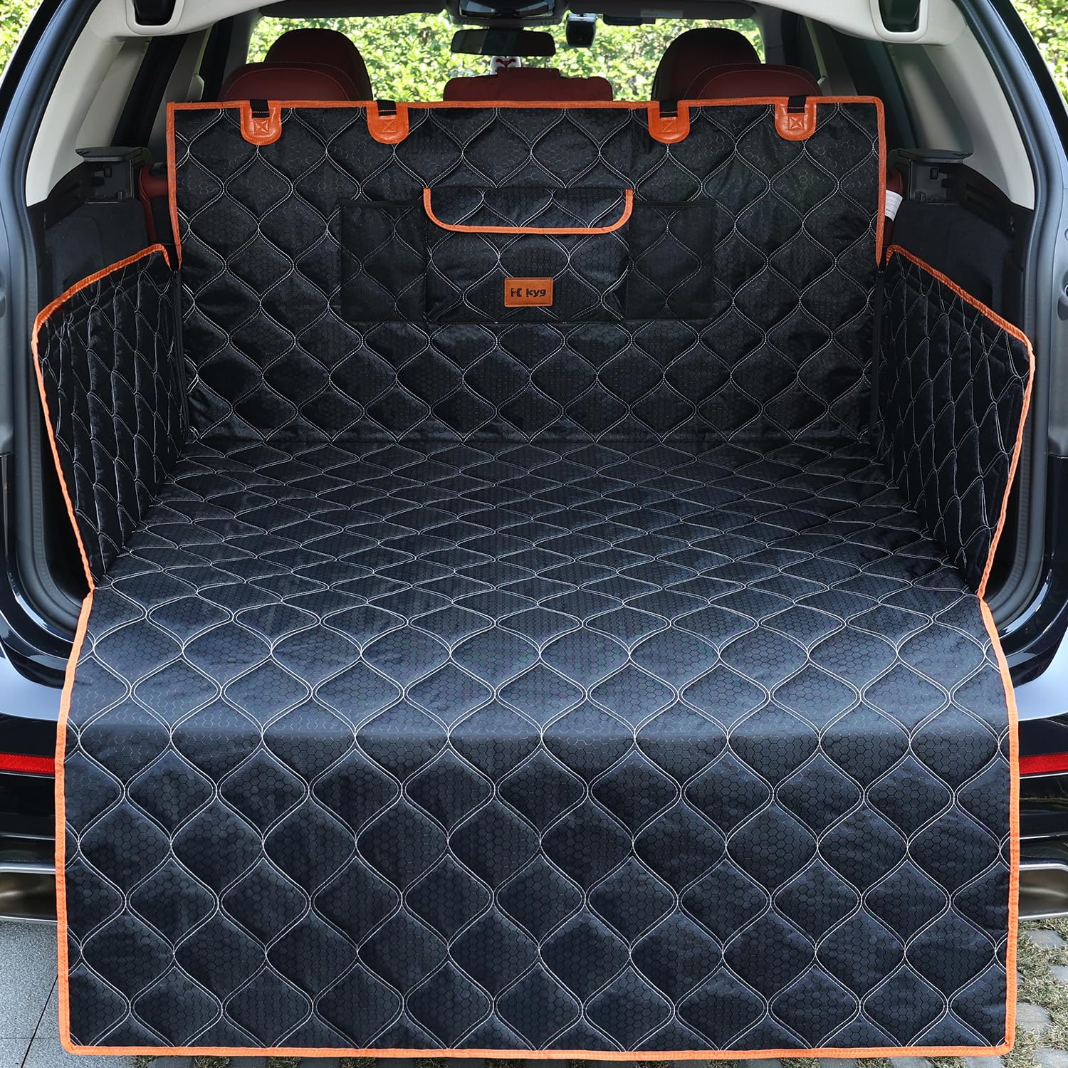 KYG Telo Auto per Cani con Protezione Laterale e Paraurti, Protezione Bagagliaio Auto per Cani, Impermeabile, Antiscivolo e Resistente ai Graffi per Bagagliaio di Auto, SUV, Lavabile, Durevole