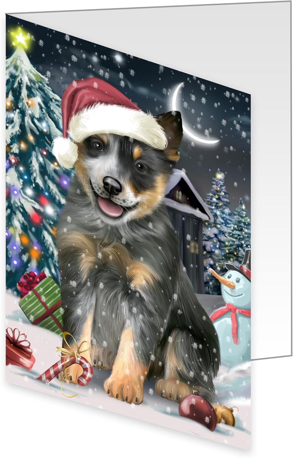 Holly Jolly Holidays Blue Heeler Dog Greeting Cards - Adorable Pets Invitation Cards with Envelopes - Pet Artwork Christmas Greeting Cards GCD58949 (10 Greeting Cards)