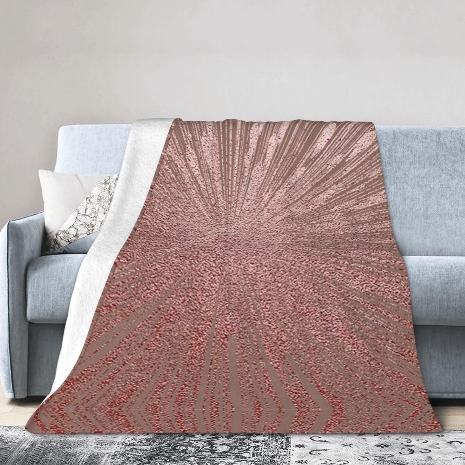 Couverture de voyage en flanelle chic or rose pour lit haut de gamme