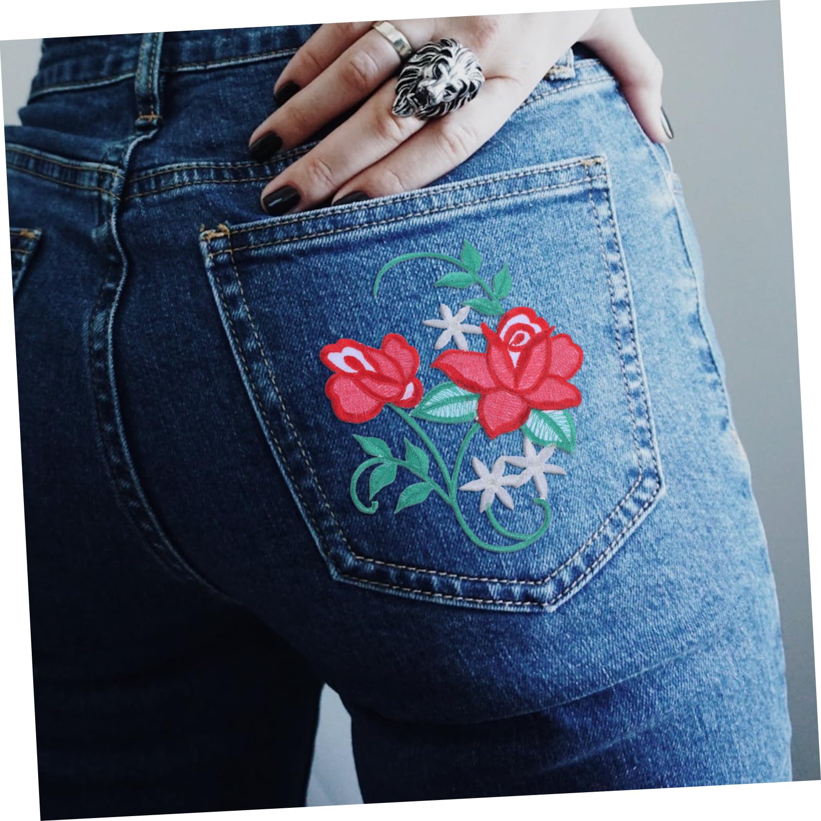 VILLCASE 3 Set Adesivi in Tessuto Ricamato Di Fiori Toppe Per Jeans Patch Per Abbigliamento Adesivi Per Borse Applicazione Patch Di Fiori Ricamati Adesivi Da Ricamo Stoffa 8 Pezzi*3