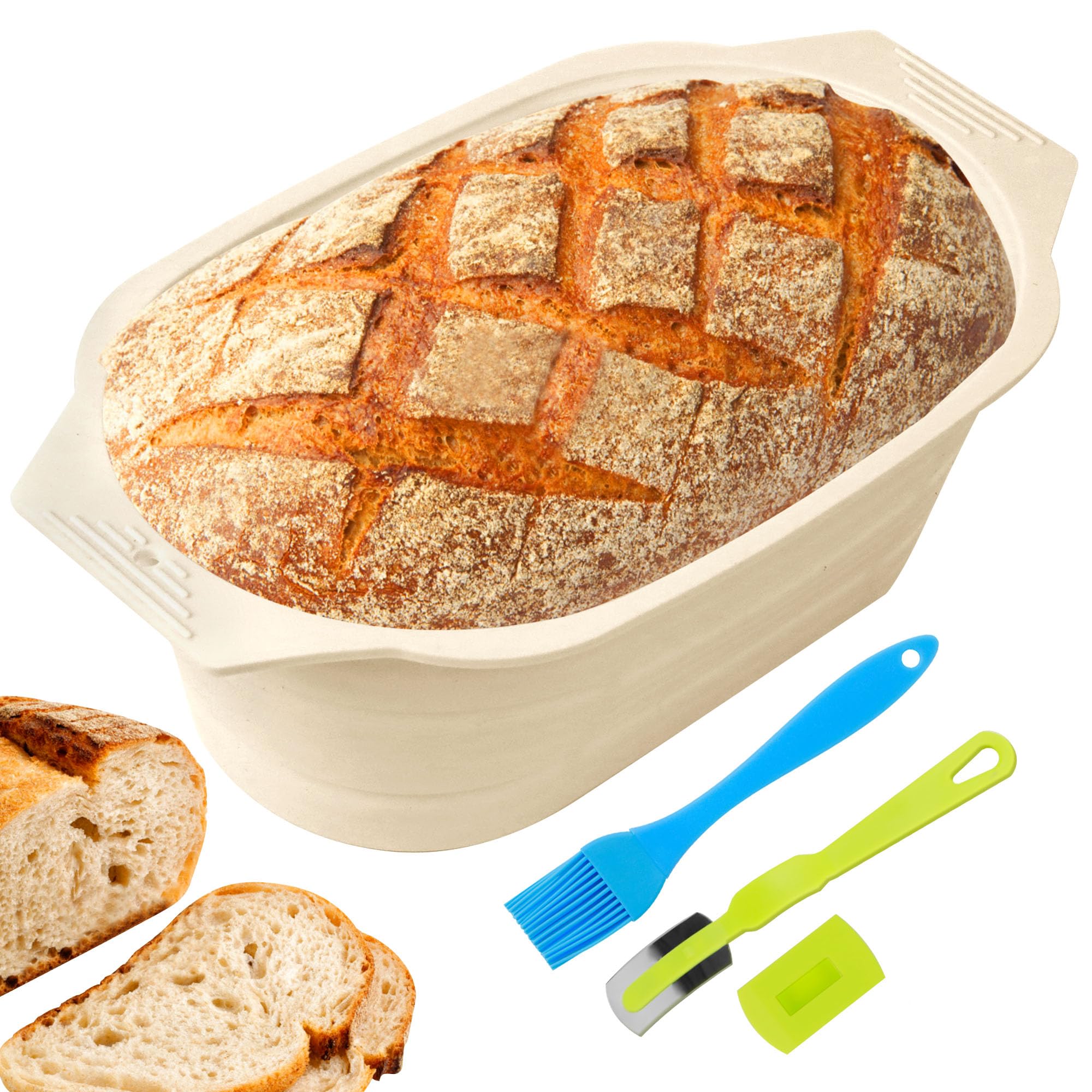 Materiel Pain Ninja Creami ,Biluer Panier Pain Panier U00e0 Pain En Silicone Pliable Convient Pour Faire Du Pain Parfaitement Moulé Paniers De Fermentation Du Pain Pour Des Formes De Pain Parfaites Boite