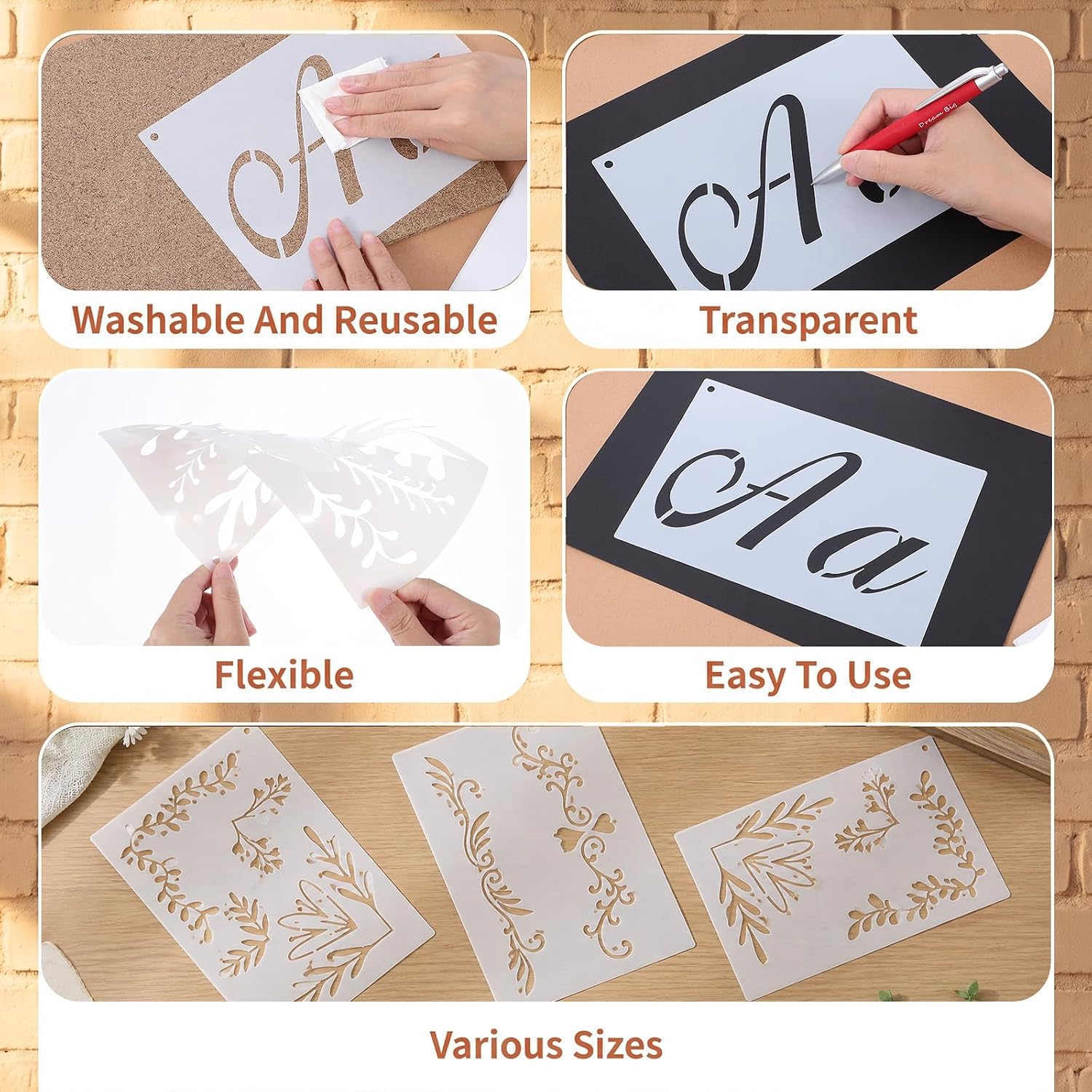 50pcs Letter Stencils for Painting 8 x 5.5 in Calligraphy Alphabet Stencils image 5
