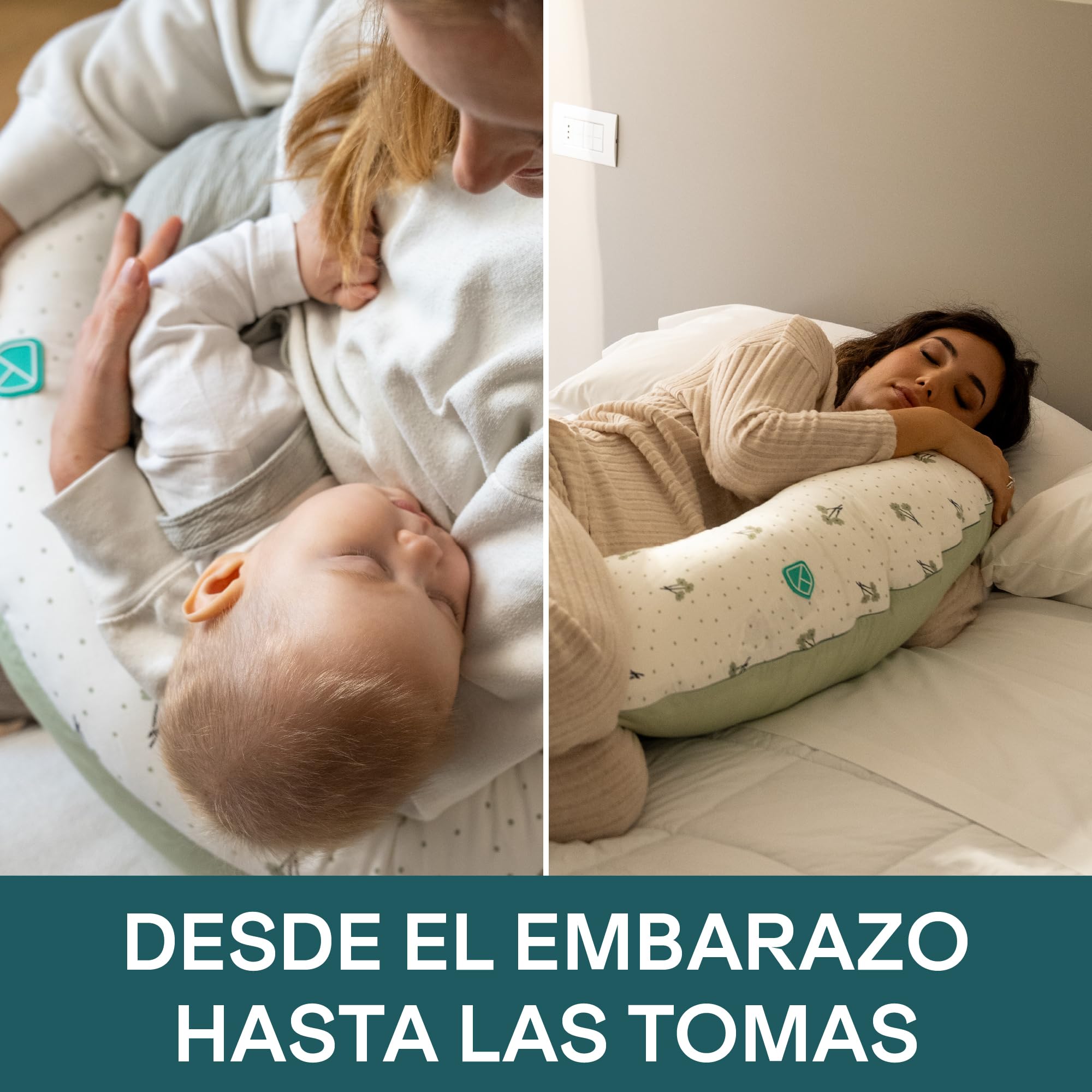 KOALA BABYCARE Cojin Lactancia Bebe y Almohada Embarazada para Dormir XL - Cojin Embarazada Multifuncion Funda Intercambiable 100% Algodón Desenfundable y Lavable