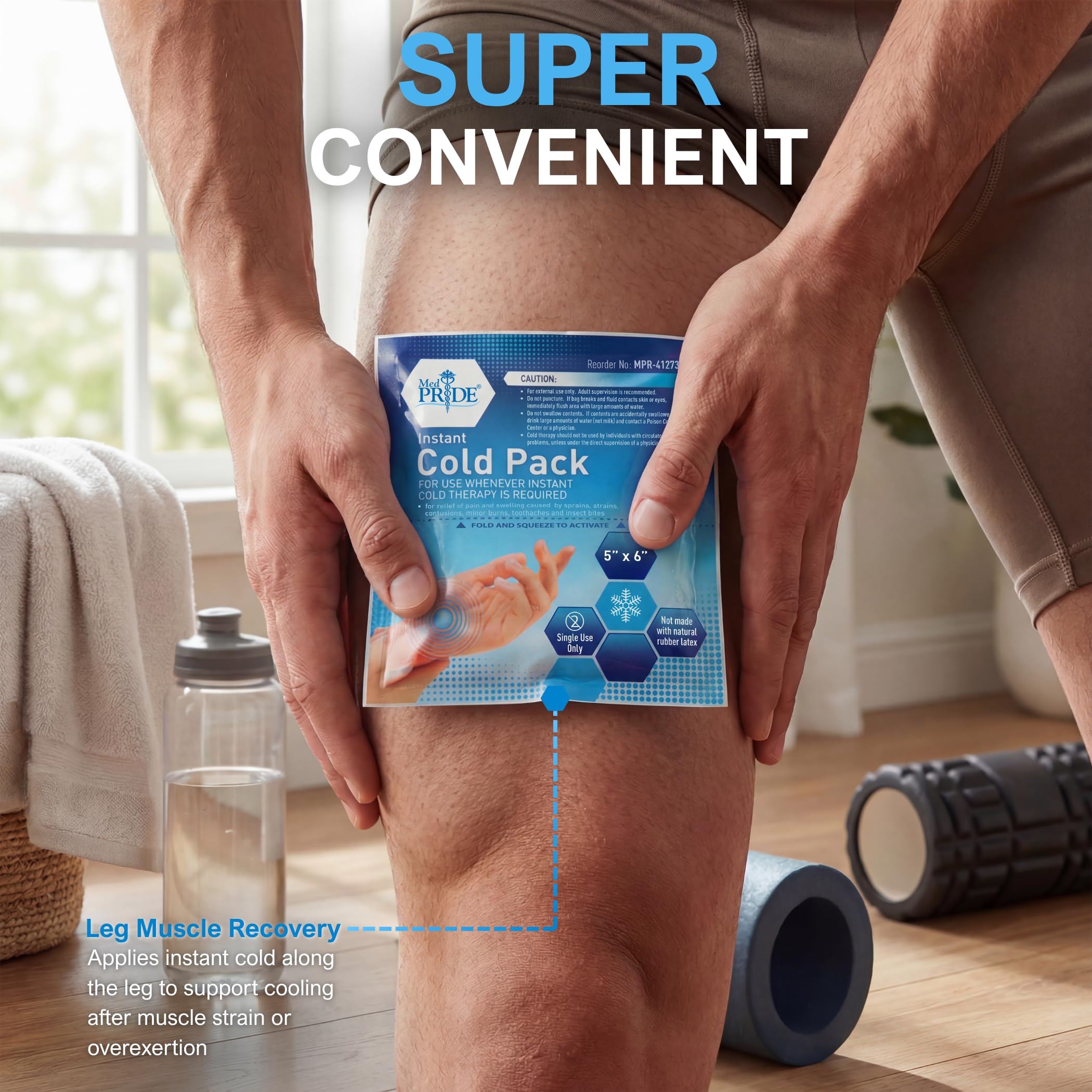 MED PRIDE Instant Ice Bags for Injuries, Disposable First Aid Cold Compress, Swelling, Pain Relief, Sprains, Toothache (5x6 Inch (Pack of 24) Clear)