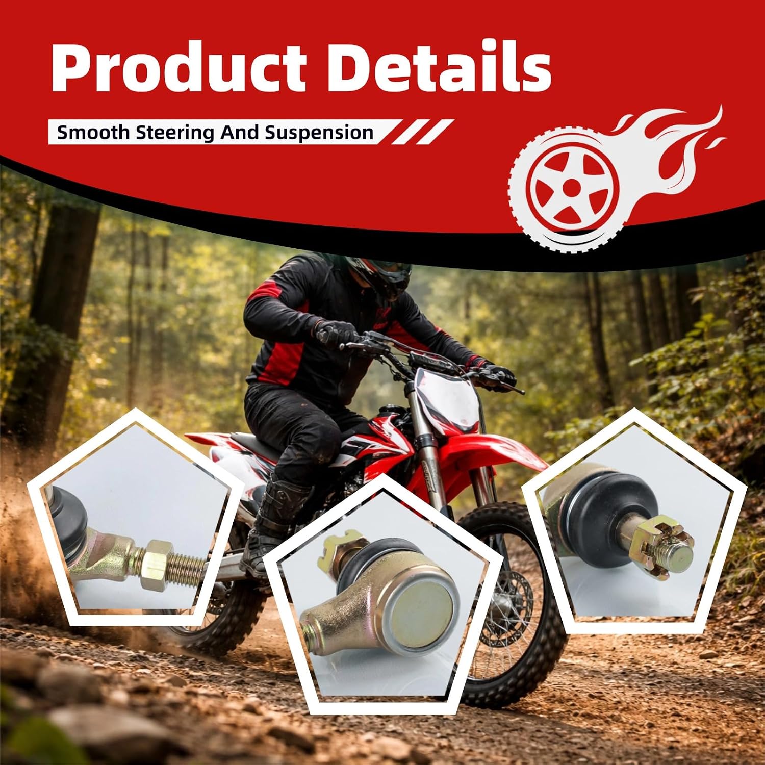 10-10mm Right & Left Hand Tie Rod Ball Joint Compatible with 125cc 110cc 50cc 70cc 90cc TaoTao Coolster Kazuma Chinese Kids Roketa Baja ATV Quad 4 Wheeler Go Kart Dirt Bike Parts 4Pcs