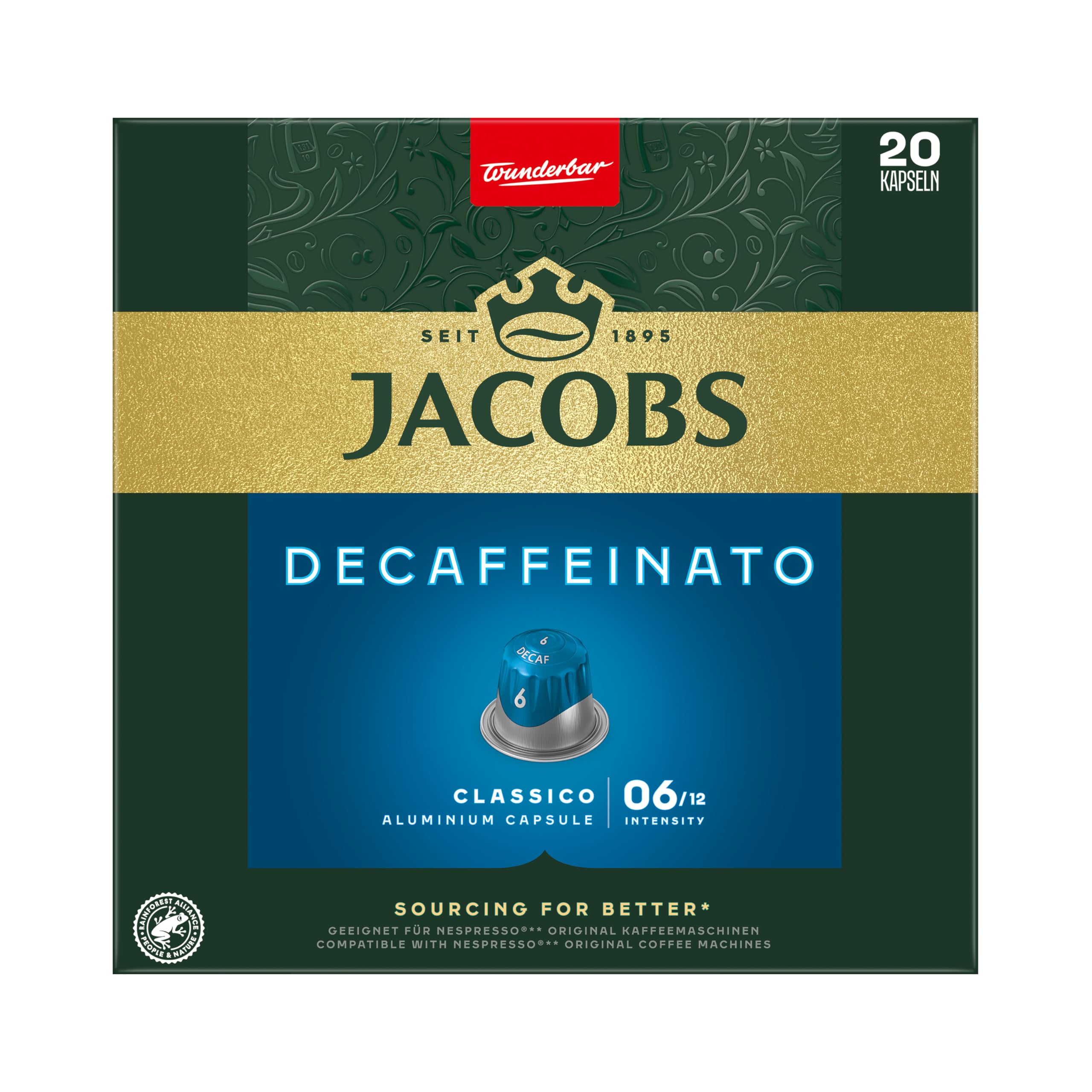 JACOBS Classico Kafeinsiz Nespresso Uyumlu Alüminyum Kapsül Kahve 20 Kapsül