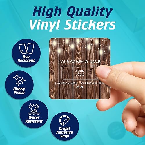 Vista 178 de DayStar Custom Signs & Design, Paquete de 60 calcomanías rectangulares personalizadas de vinilo personalizadas para logotipo de pequeñas empresas