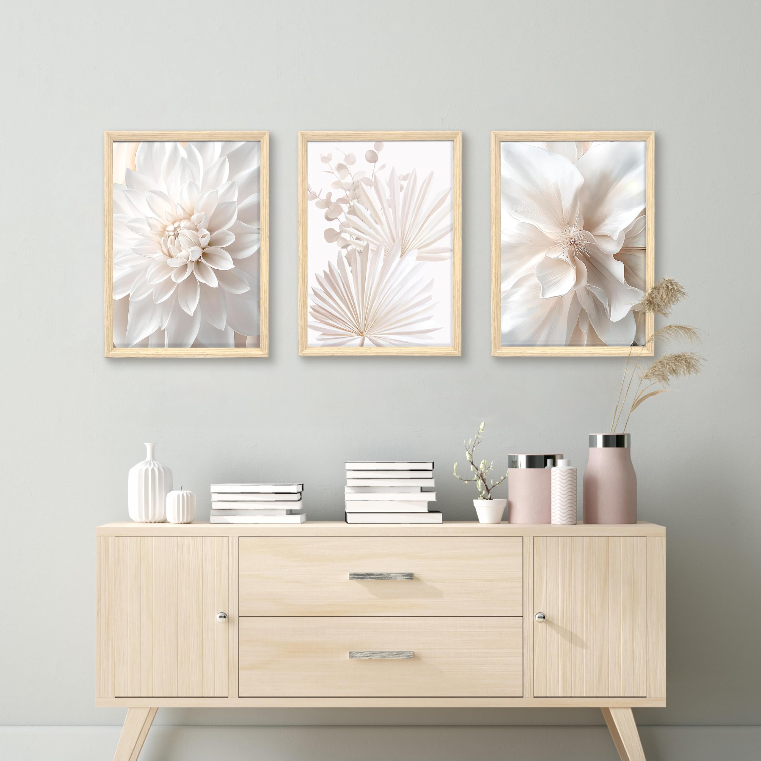 3 Pcs Wooden Framed Canvas Wall Art Set Bohemian Sage Green Canvas Prints Poster Geometric Line Beige Green Pictures for Living Room Bedroom Dinning Room Hallway Stairs Wall Decor 30x40cm x3pcs — view 235