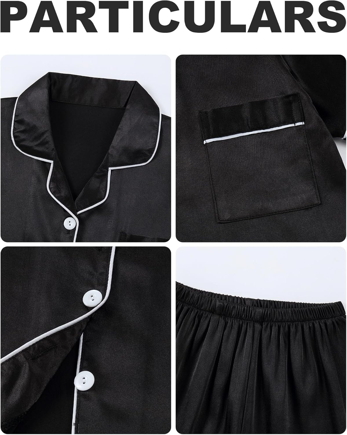 DIPUG Girls Pajamas Satin Pajama Set Silk Pjs Short Sleeve Sleepwear - Image 5